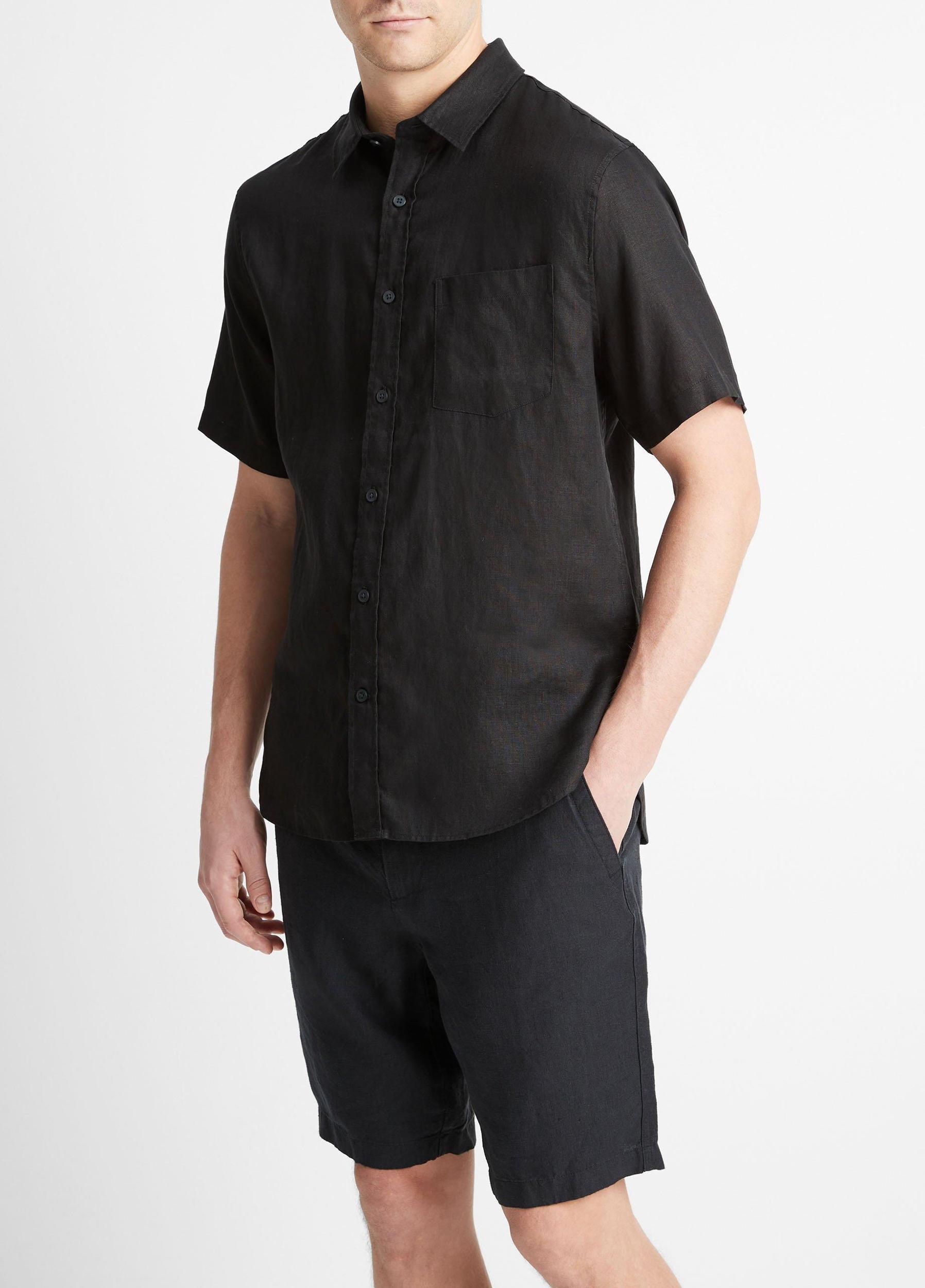 Mens Linen Short-Sleeve Shirt, Pumice Rock, Size XS Vince Product Image