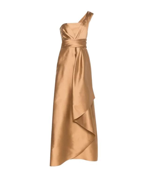 ALBERTA FERRETTI Mikado One-shoulder Midi Dress In Nude Product Image