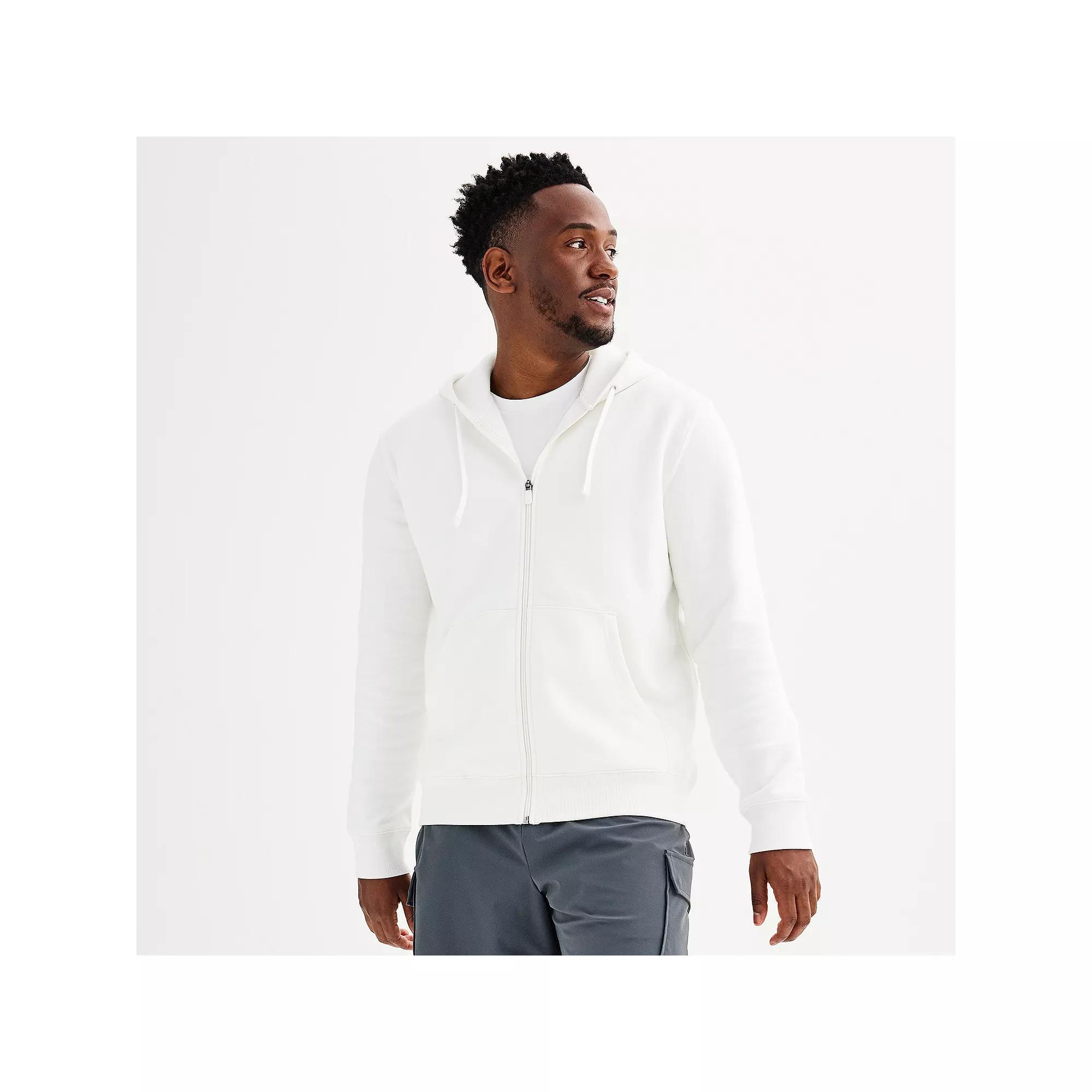 Men's Tek Gear® Ultra Soft Fleece Zip Front Hoodie, Size: Medium, Modern White Product Image