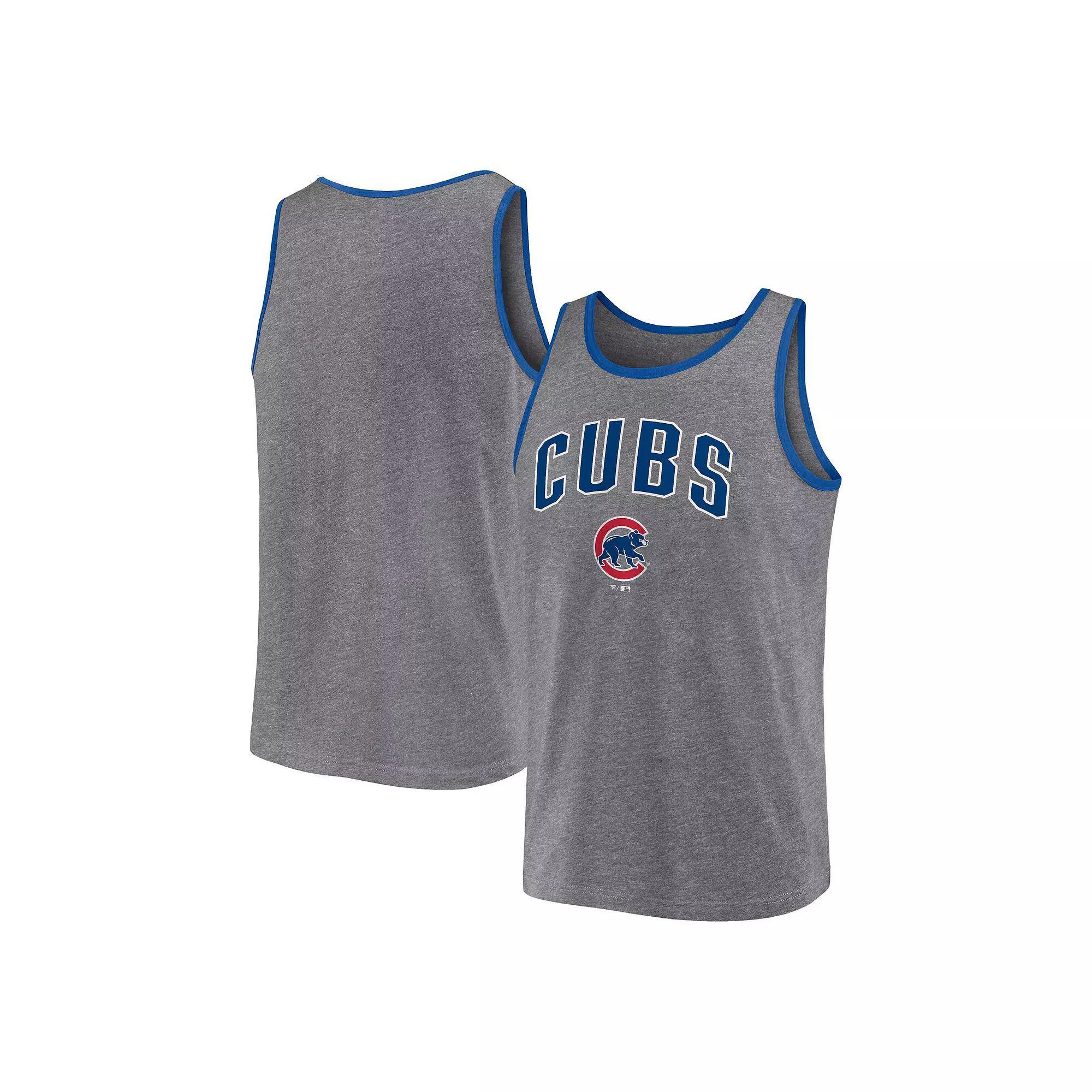 Men's Fanatics Branded  Heather Gray Chicago Cubs Primary Tank Top, Size: Small, Grey Product Image