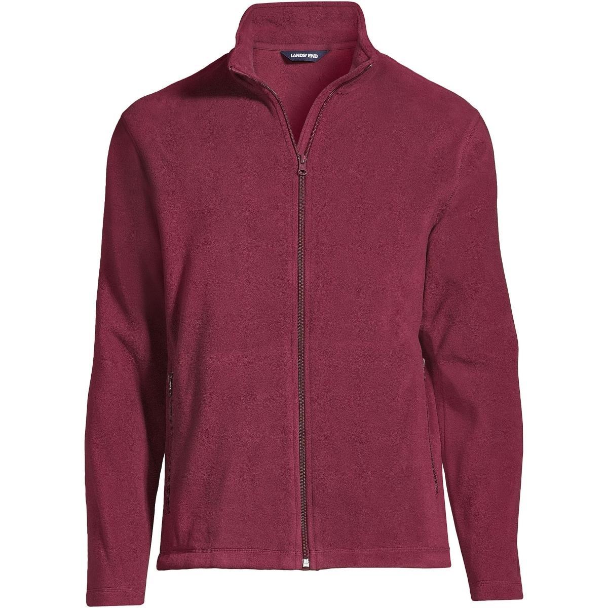 Men's Lands' End Full-Zip Mid-Weight Fleece Jacket, Size: Large, Dark Grey Product Image