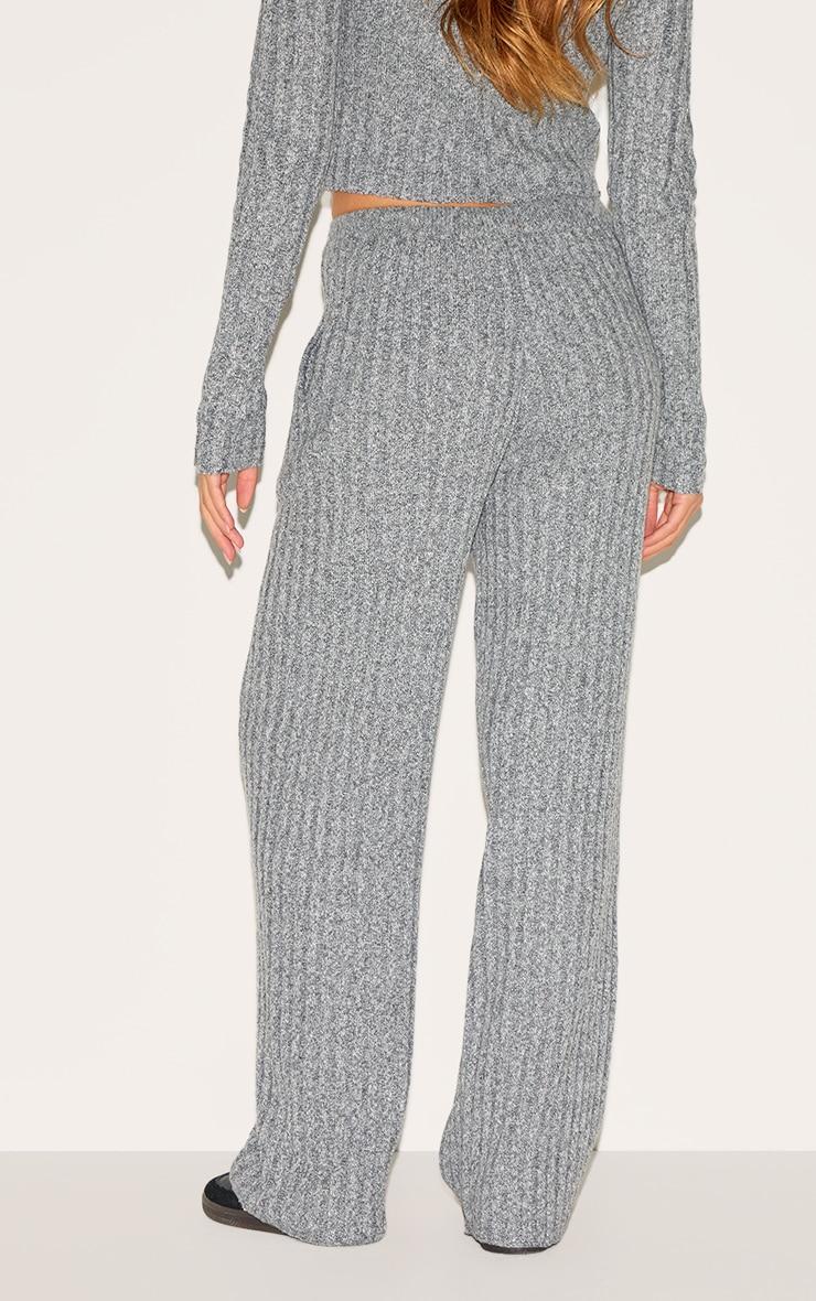 Charcoal Marl Knitted Tie Waist Pants Product Image