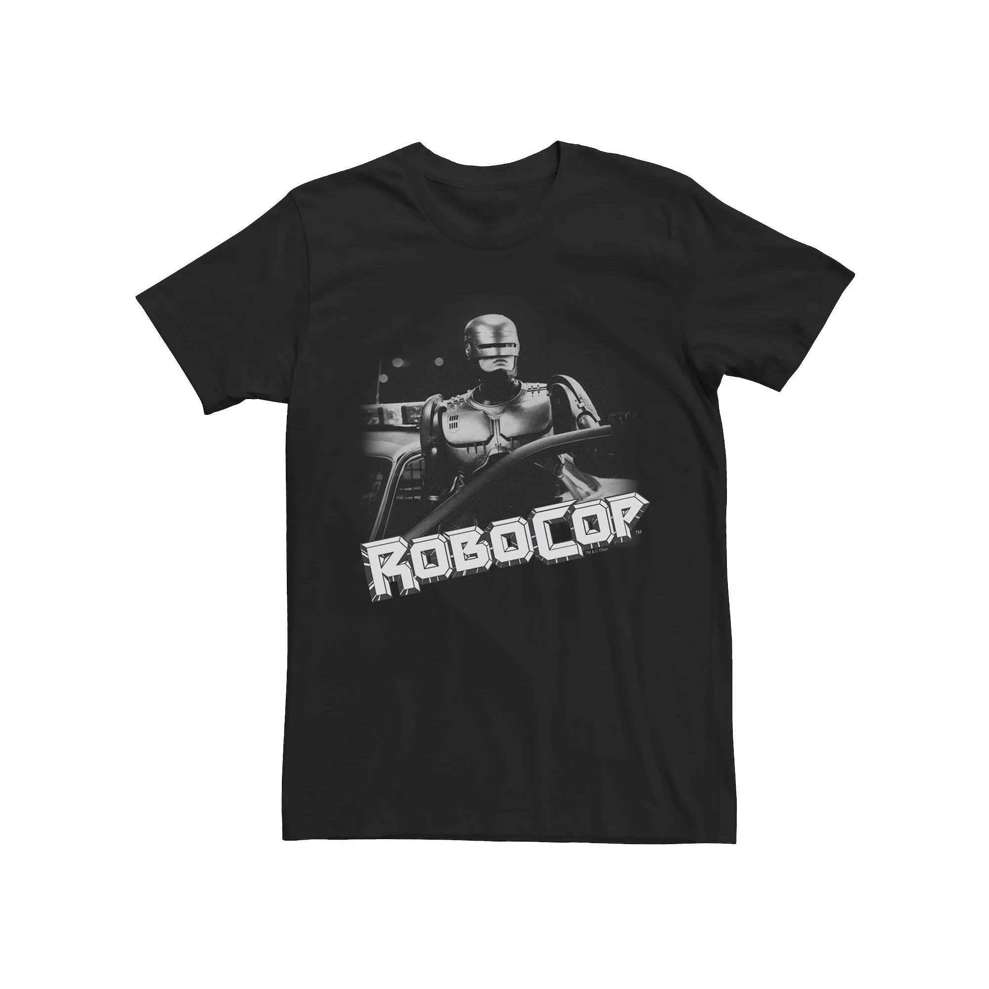 Mens Robocop Grey Scale Portrait Short Sleeve Tee Product Image