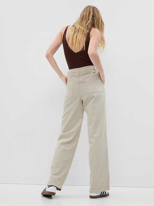 Mid Rise Twill Wide-Leg Khakis Product Image