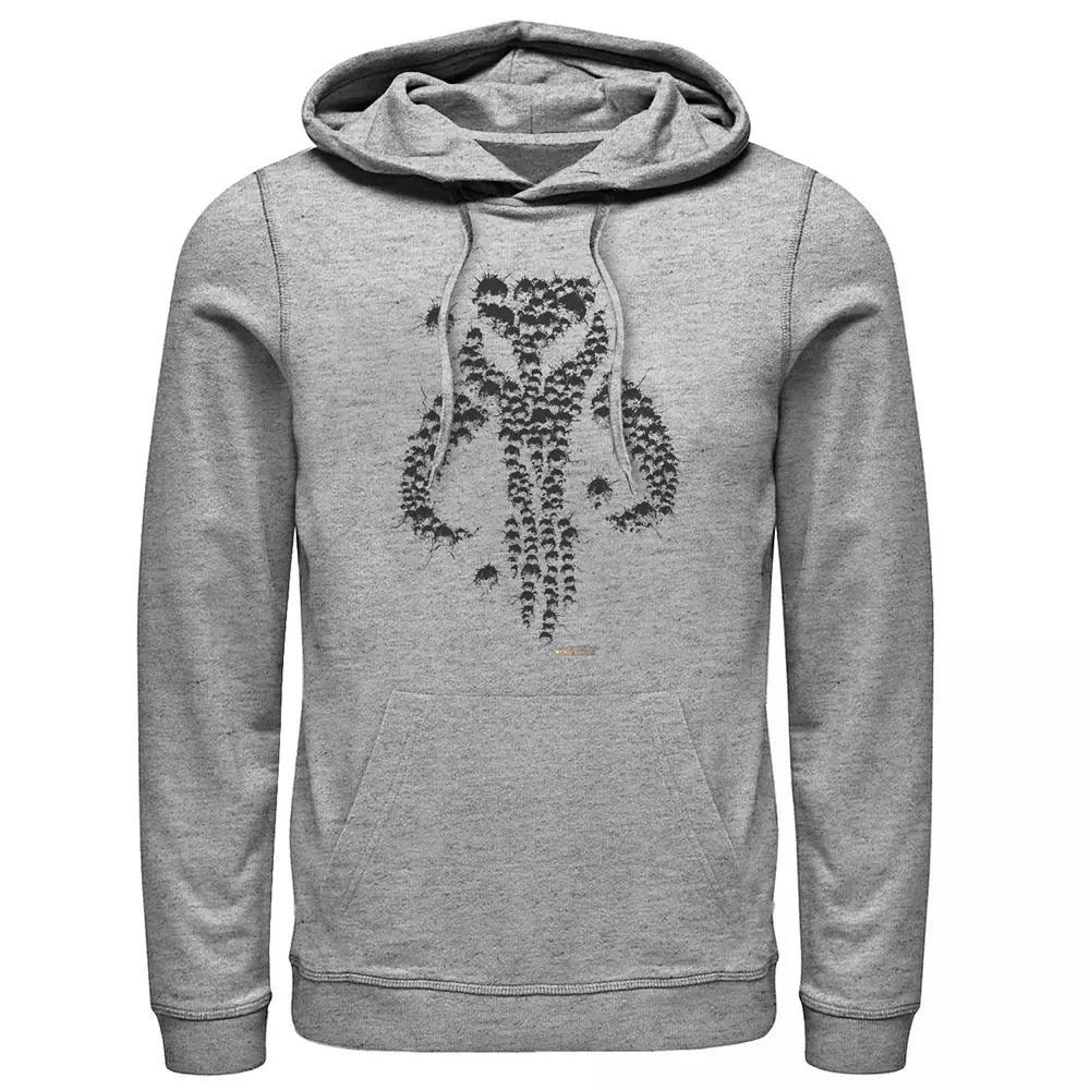 Men's The Mandalorian Mythosaur Bullet Hole Pullover Hoodie, Size: XXL, Athletic Grey Product Image