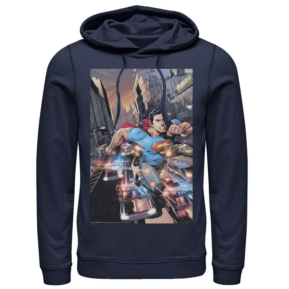 Men's DC Comics Superman Flashing Lights Poster Hoodie, Size: 3XL, Blue Product Image