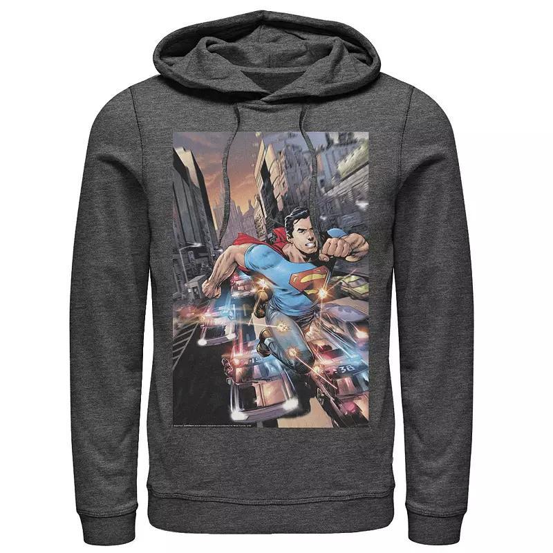 Mens DC Comics Superman Flashing Lights Poster Hoodie Product Image