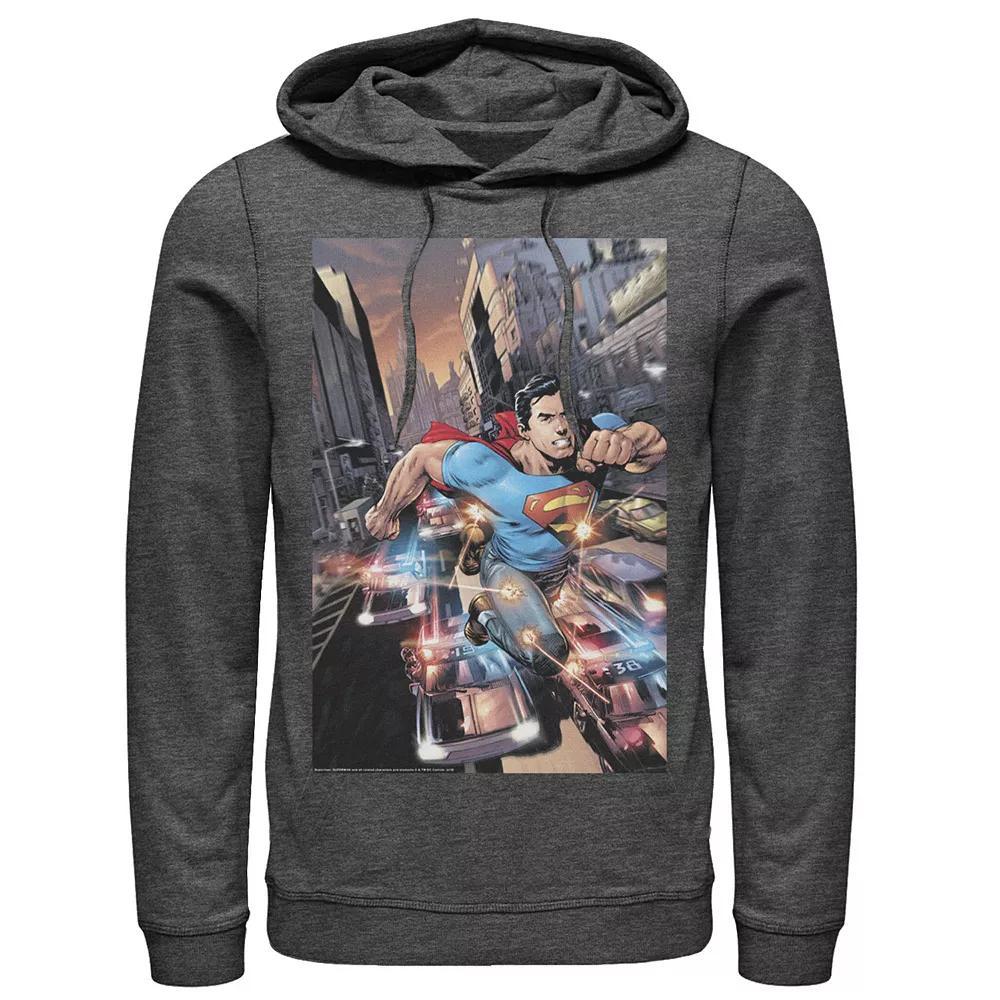 Mens DC Comics Superman Flashing Lights Poster Hoodie Product Image