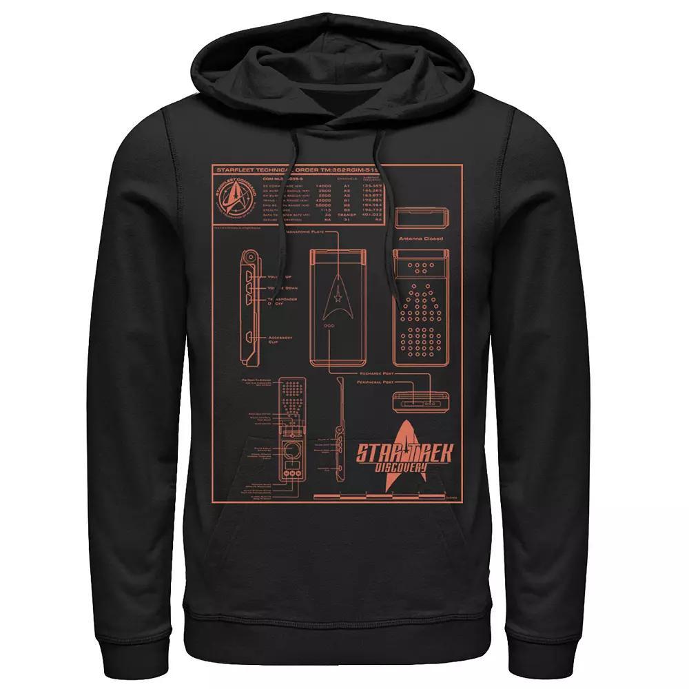 Men's Star Trek Discovery Communicator Schematics Poster Hoodie, Size: XXL, Black Product Image