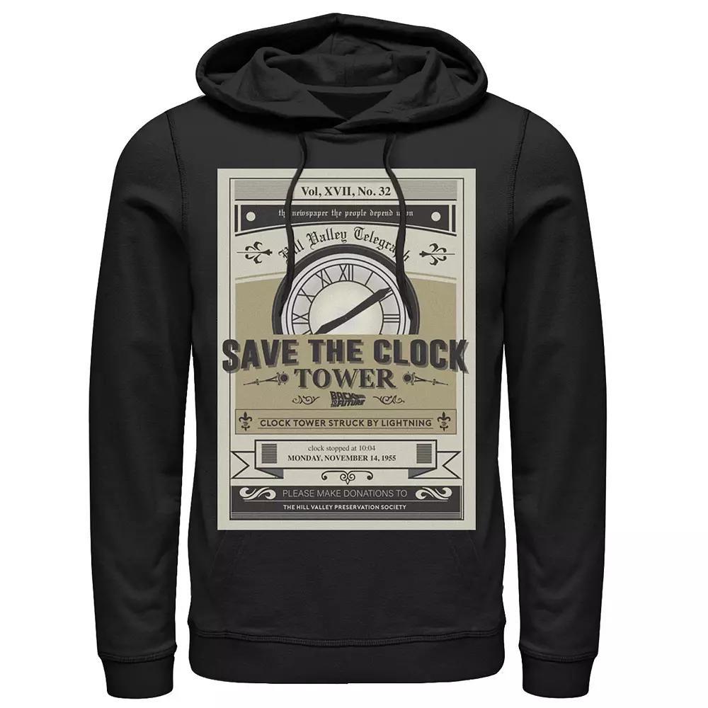 Men's Back to the Future Clock Tower Poster Hoodie, Size: XXL, Black Product Image