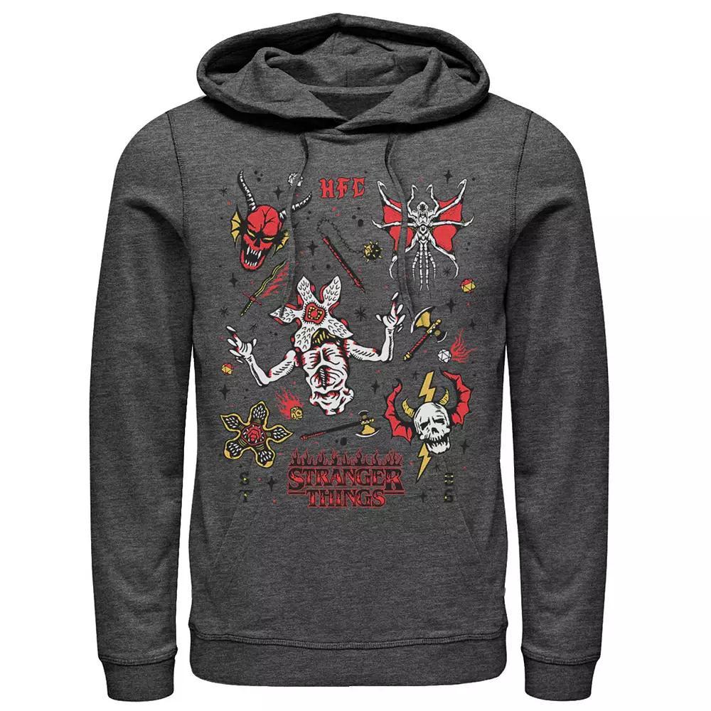 Men's Netflix Stranger things Stranger Flash Sheet Monsters Hoodie, Size: Small, Grey Heather Product Image