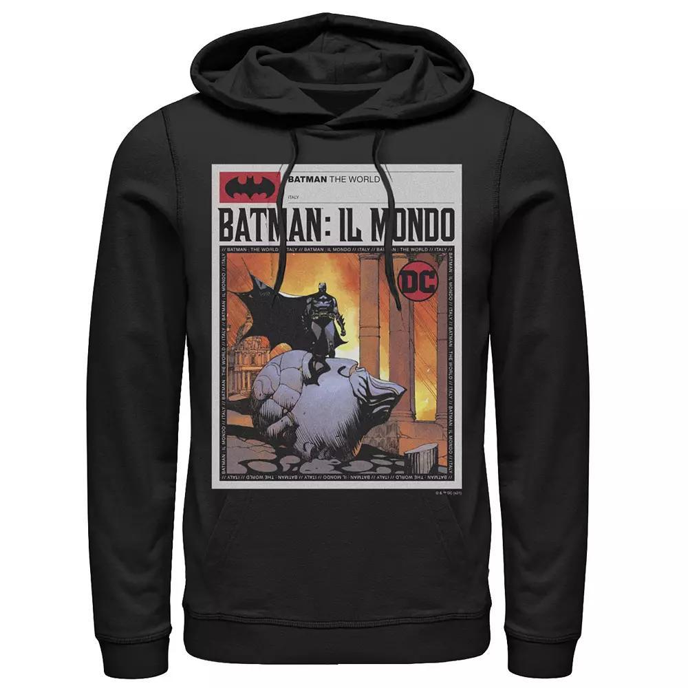 Men's Batman: Il Mondo Italy News Poster Hoodie, Boy's, Size: XL, Black Product Image