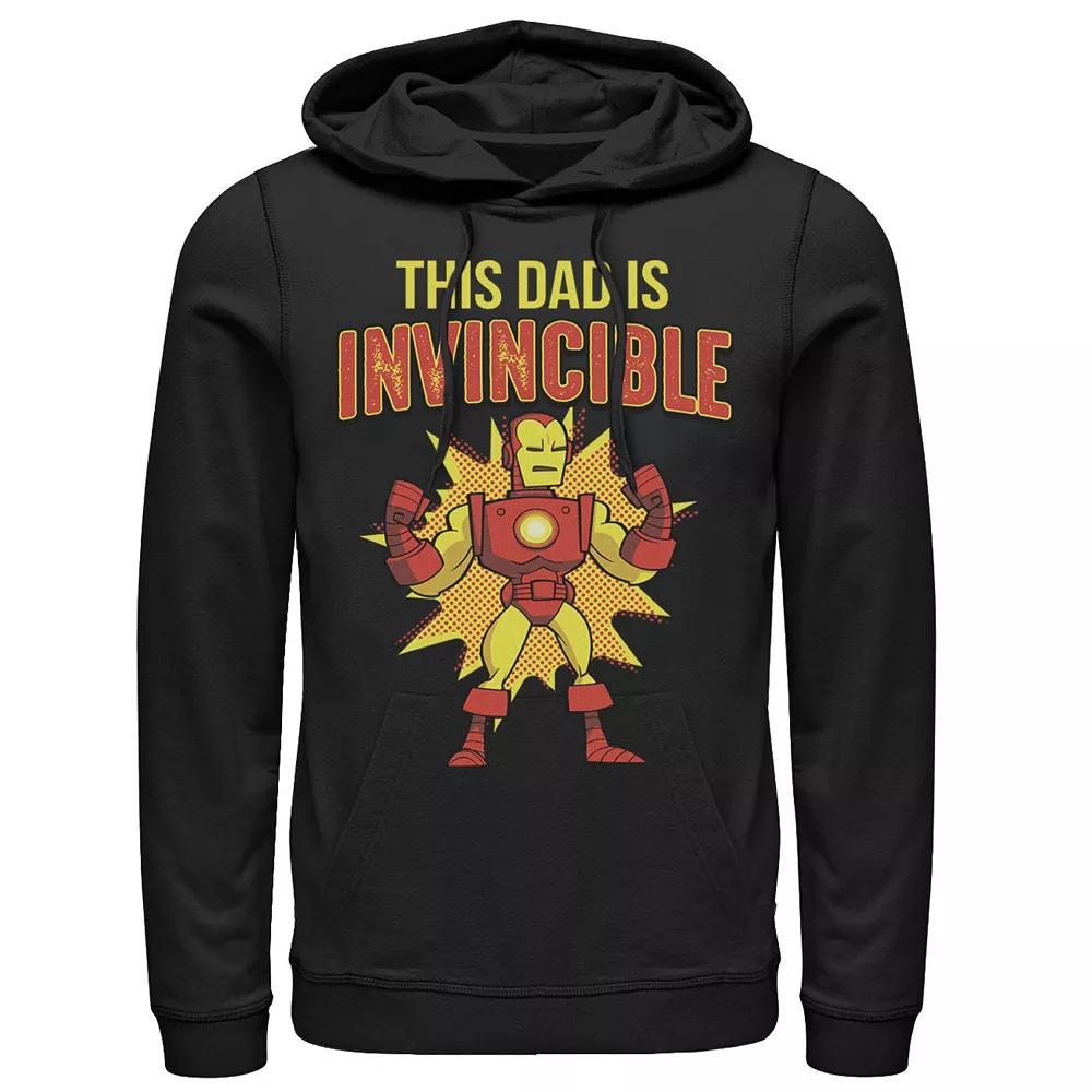Men's Marvel Father's Day Retro Iron Man This Dad Is Invincible Hoodie, Size: Large, Black Product Image