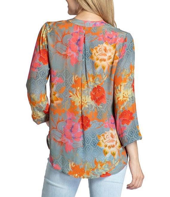 APNY Boho Floral V-Neck Long Sleeve Crossover Top Product Image