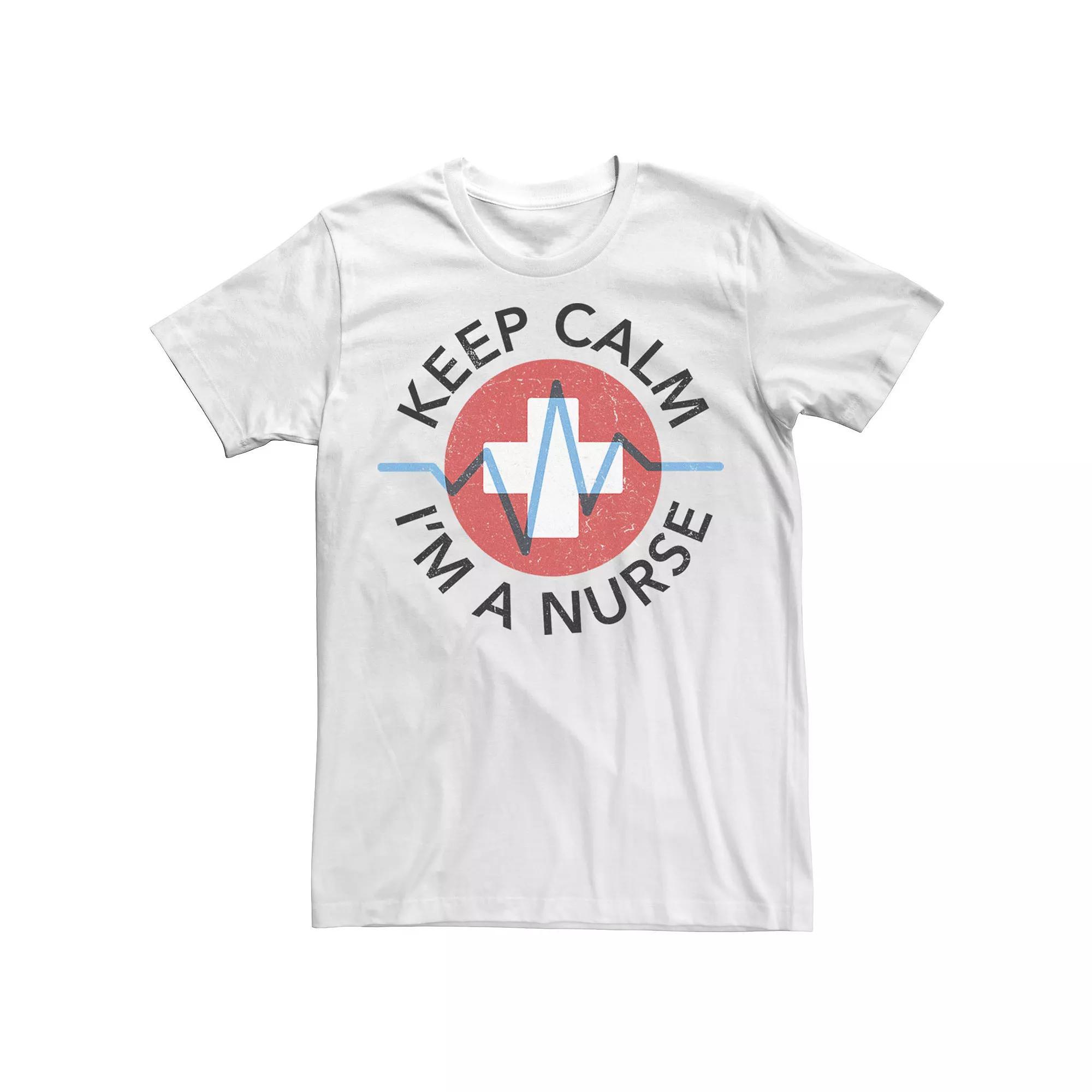 Men's Keep Calm I'm A Nurse Graphic Tee, Size: Small, White Product Image