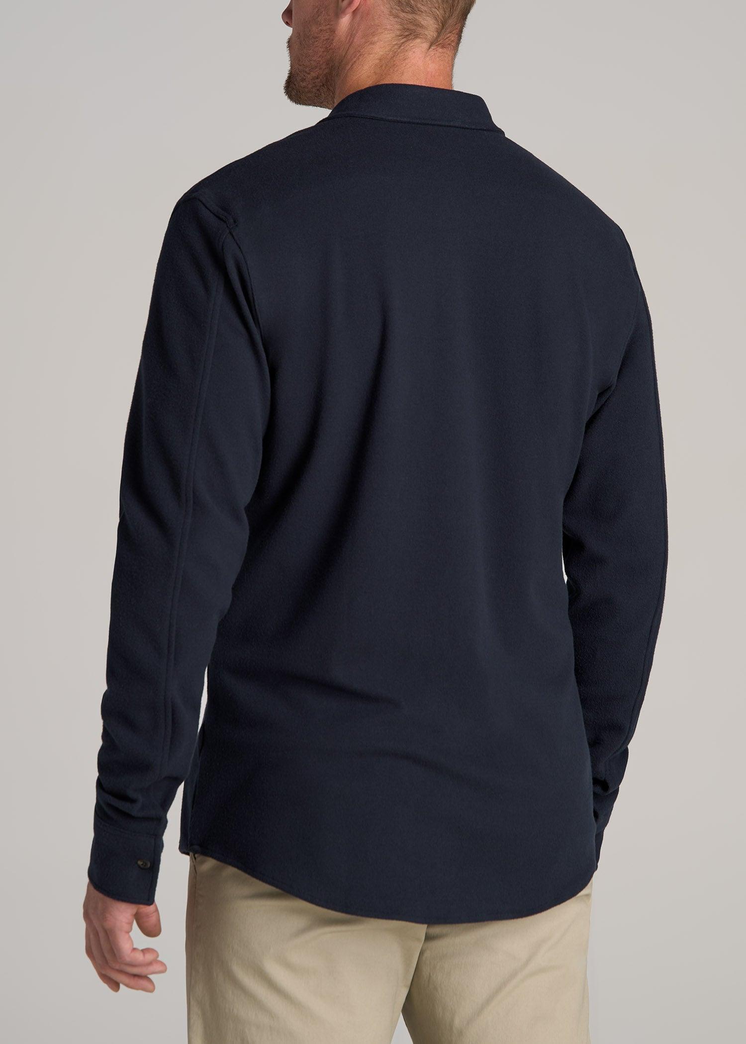 Stretch Flannel Button Tall Men's Shirt in True Navy Product Image