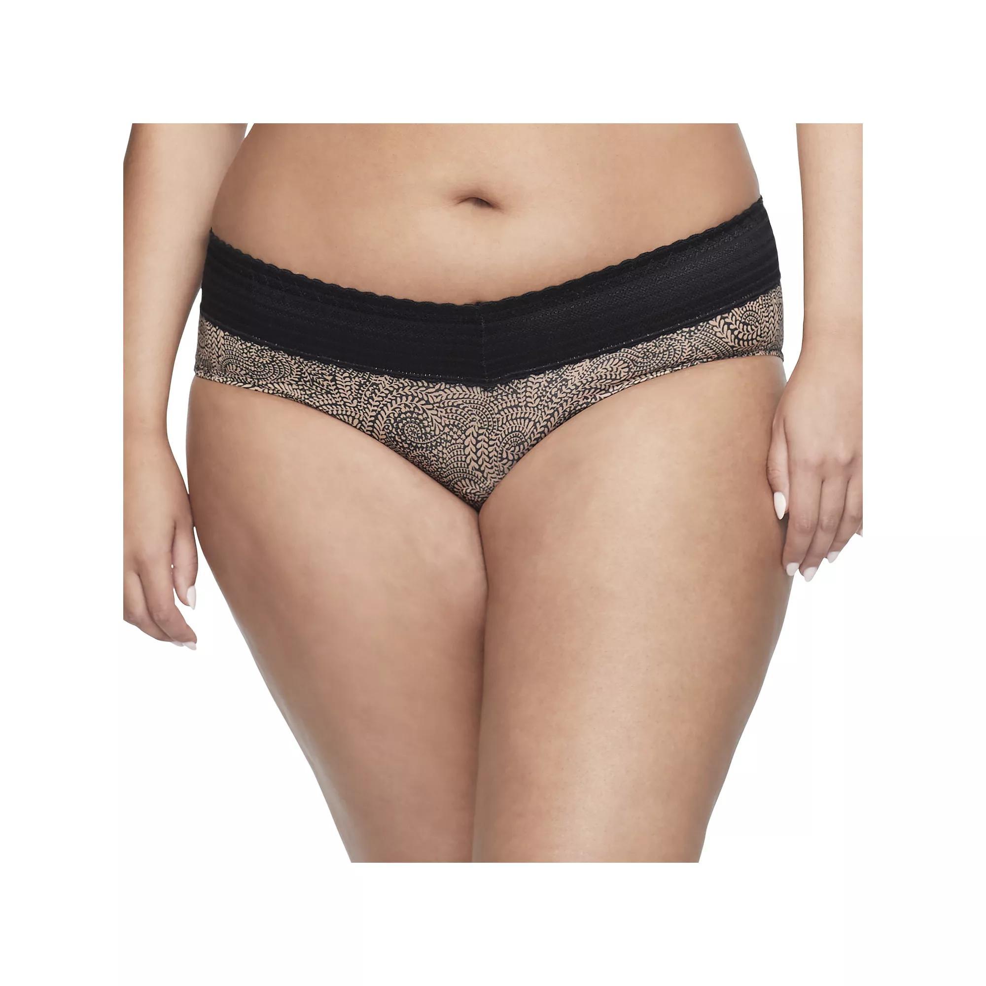 Warners No Pinching, No Problems® Dig-Free Comfort Waist with Lace Microfiber Hipster 5609J, Women's, Size: Small, Toasted Black Swirl Product Image