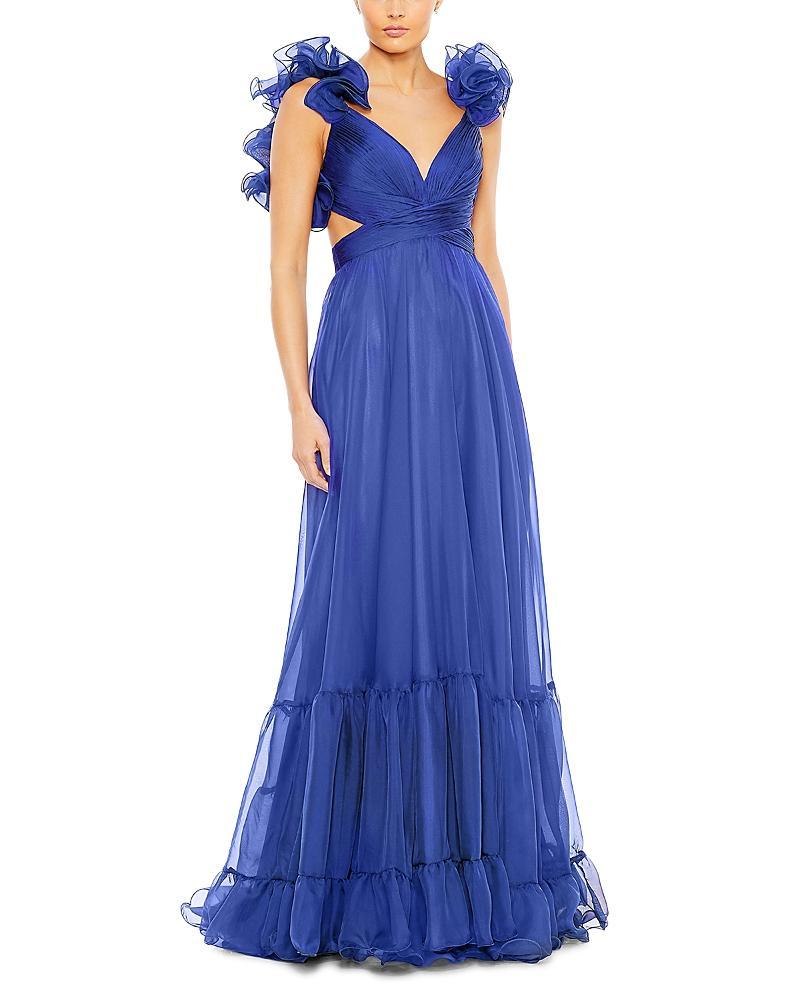 Mac Duggal Ruffle Tiered Cut-Out Chiffon Gown Product Image