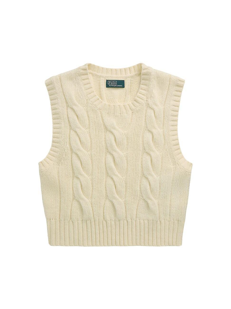 Womens Wool-Cashmere Cable-Knit Crop Sweater Product Image