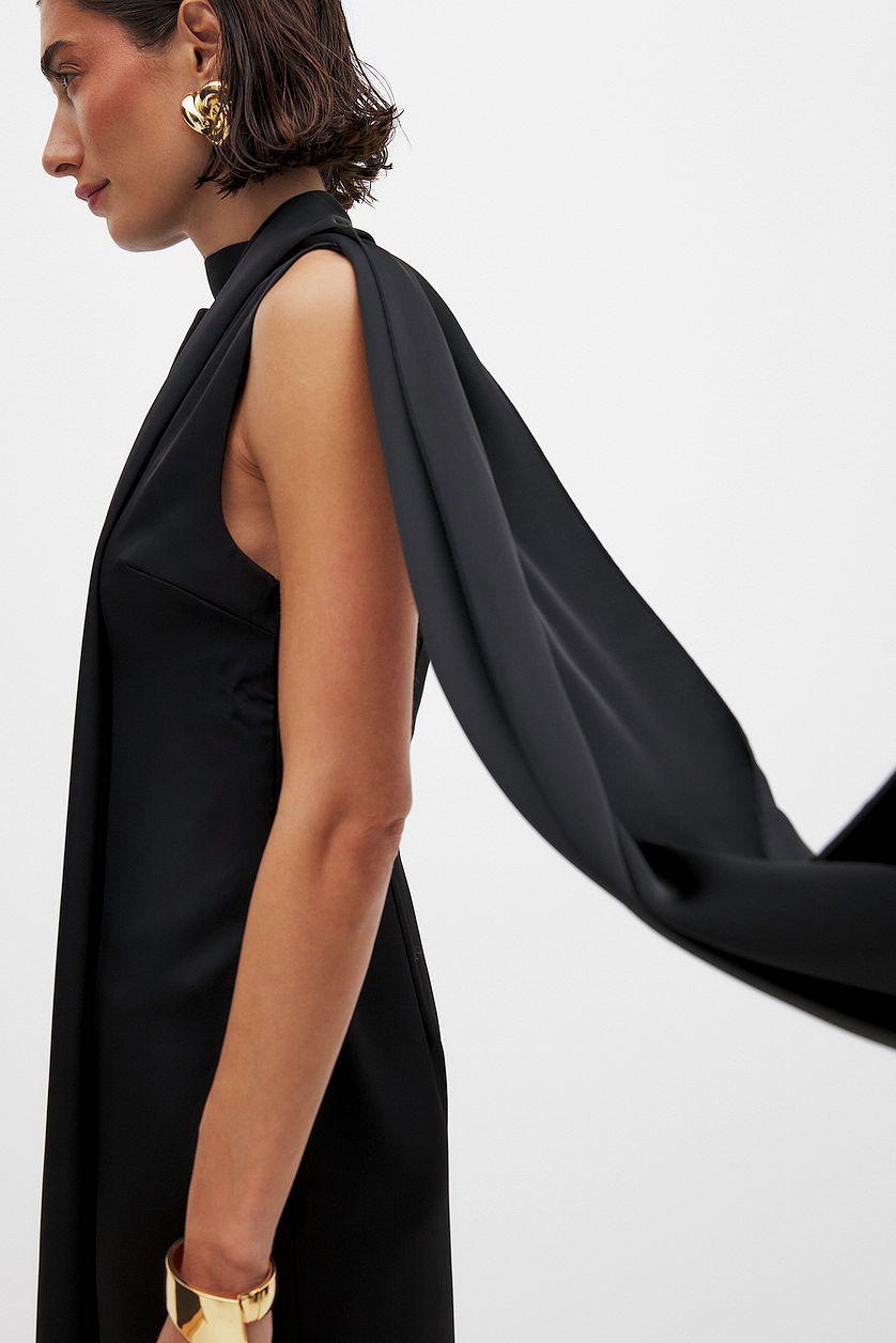 Boat Neck Trail Detail Maxi Dress Product Image