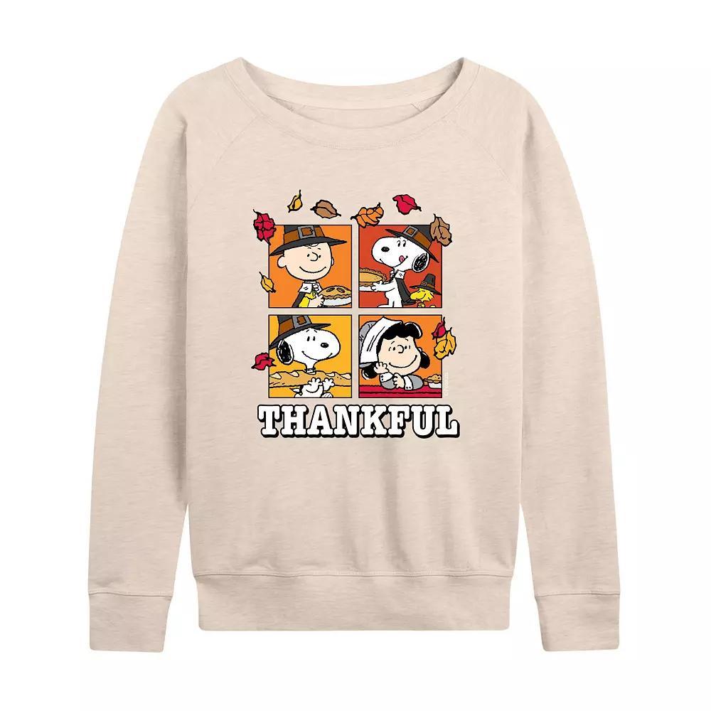 Womens Peanuts Thankful French Terry Long Sleeve Tee Product Image