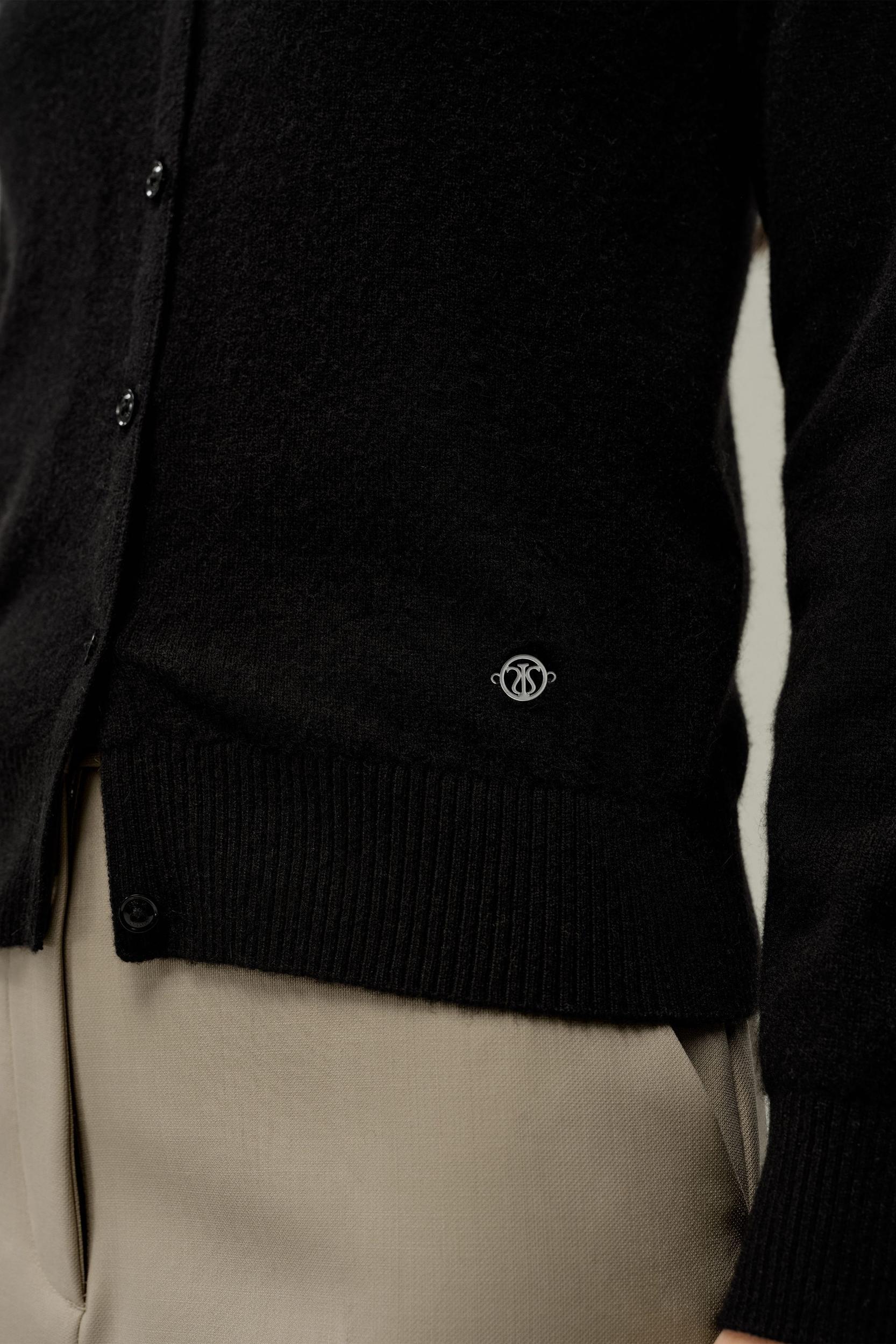 Cashmere Fitted Crew Neck Cardigan Product Image