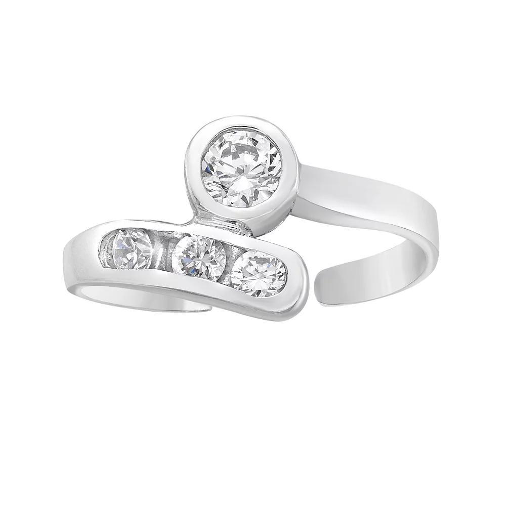 Lila Moon 10k White Gold Cubic Zirconia Adjustable Toe Ring, Women's Product Image