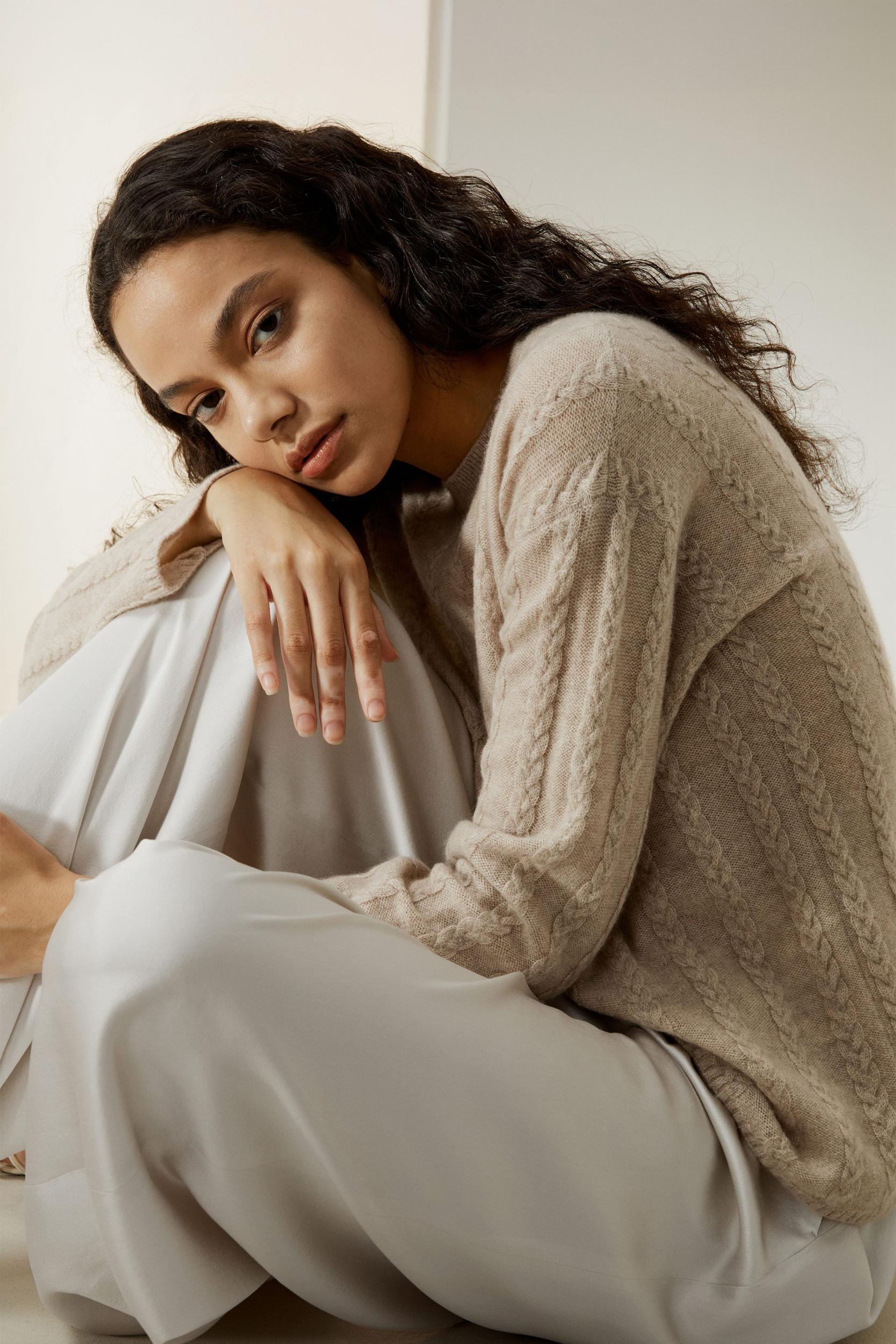 Semi-Sheer Cable-knit Cashmere Sweater Product Image