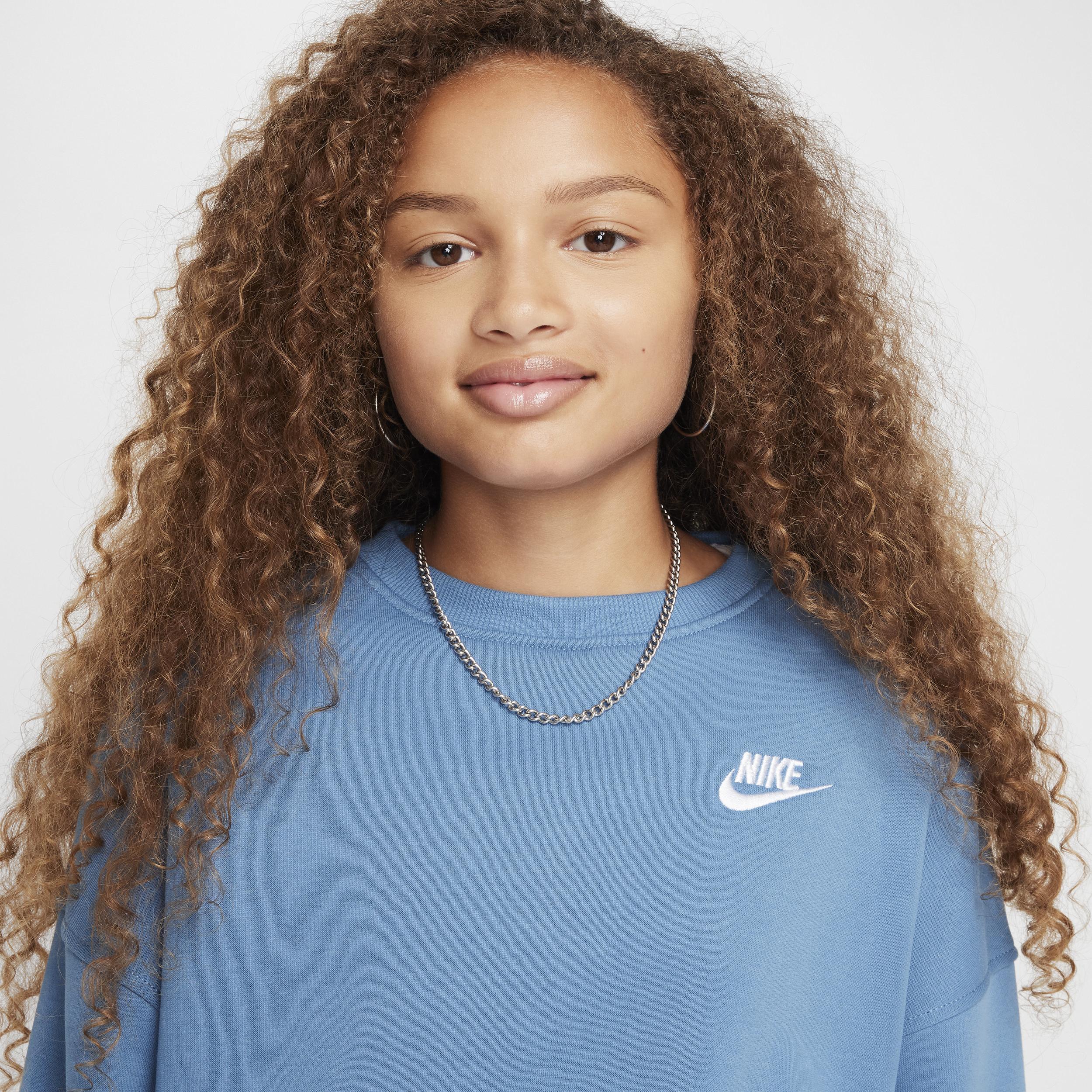 Nike Kids' Sportswear Club Fleece Crewneck Sweatshirt in Aegean Storm/White at Nordstrom, Size Xs Product Image