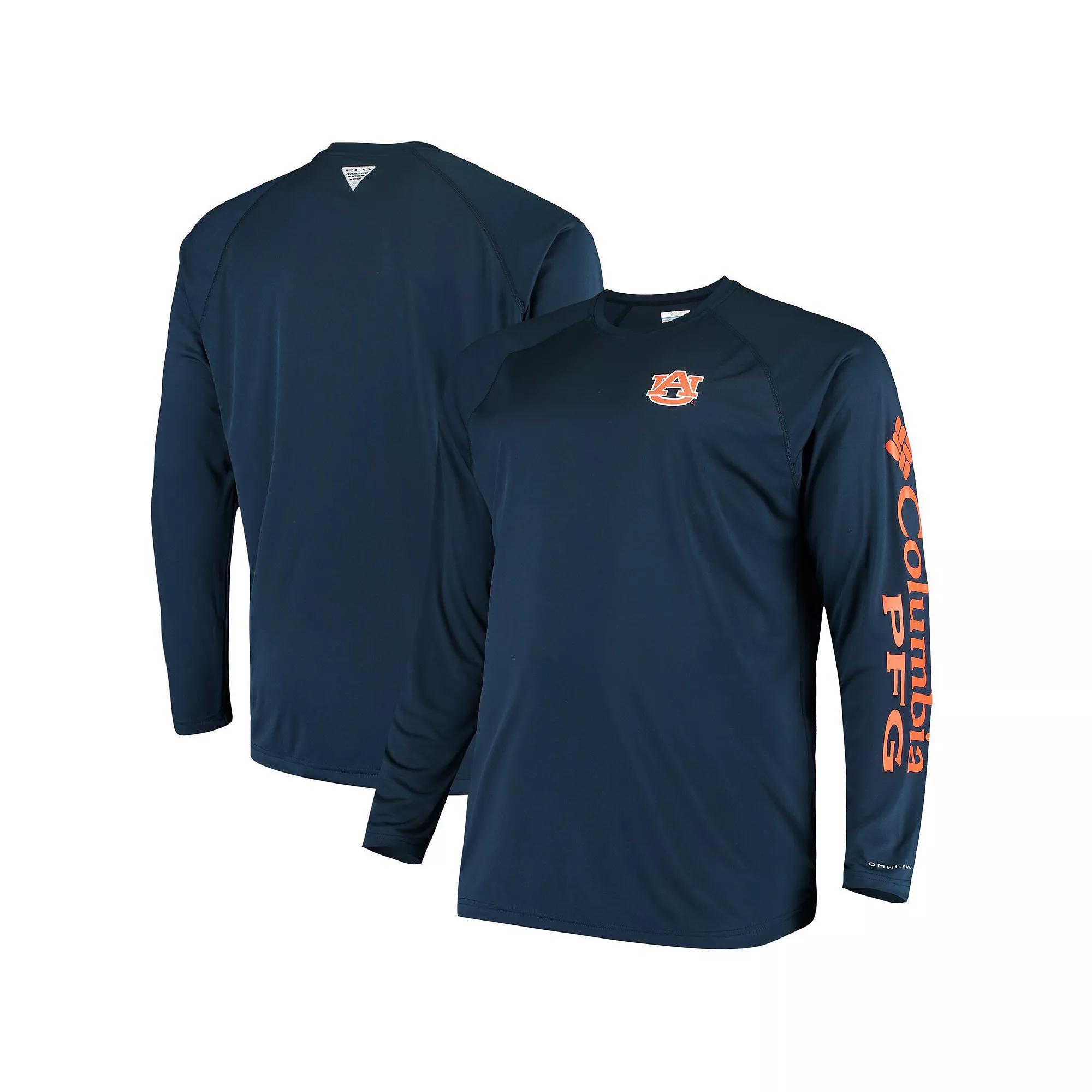 Men's Columbia Navy Auburn Tigers Big & Tall Terminal Tackle Long Sleeve Omni-Shade T-Shirt, Size: 4XLT, Blue Product Image