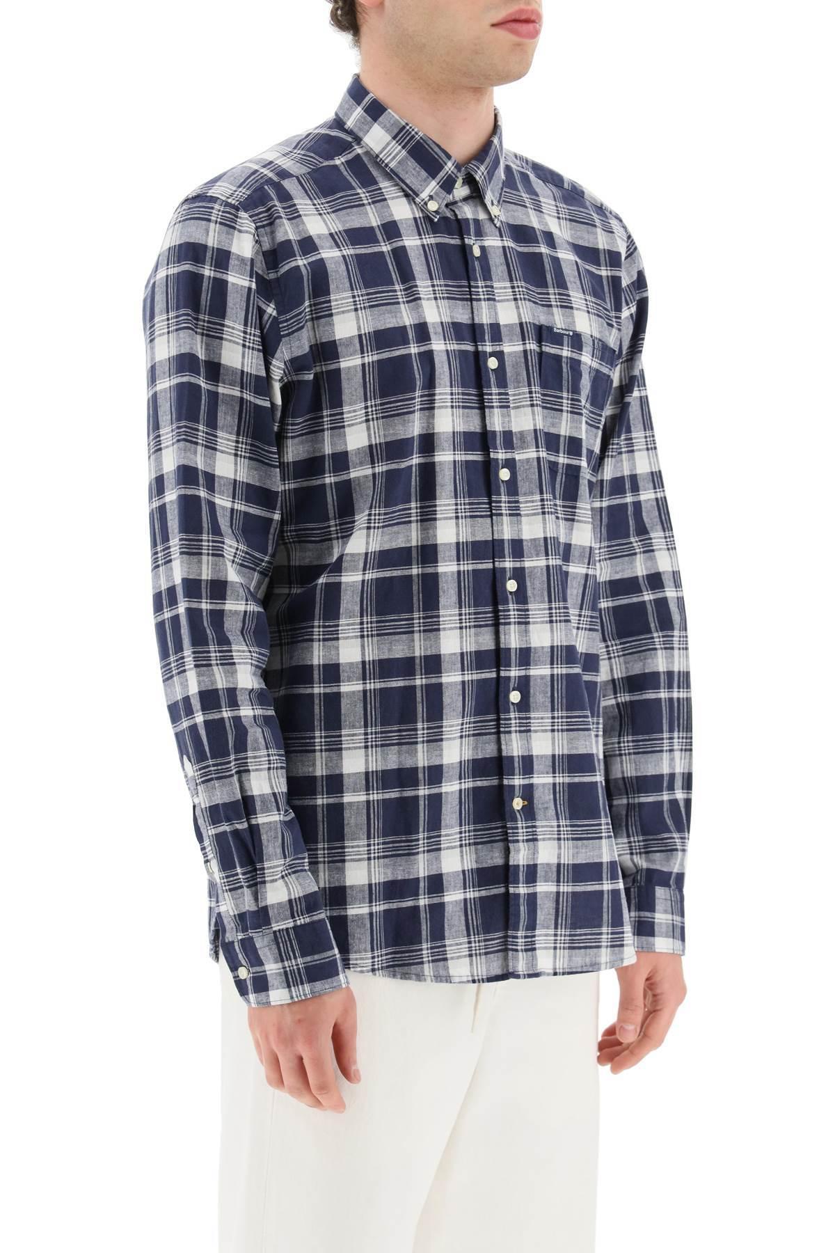 BARBOUR Checked Long-sleeved Buttoned Shirt In Blue Product Image