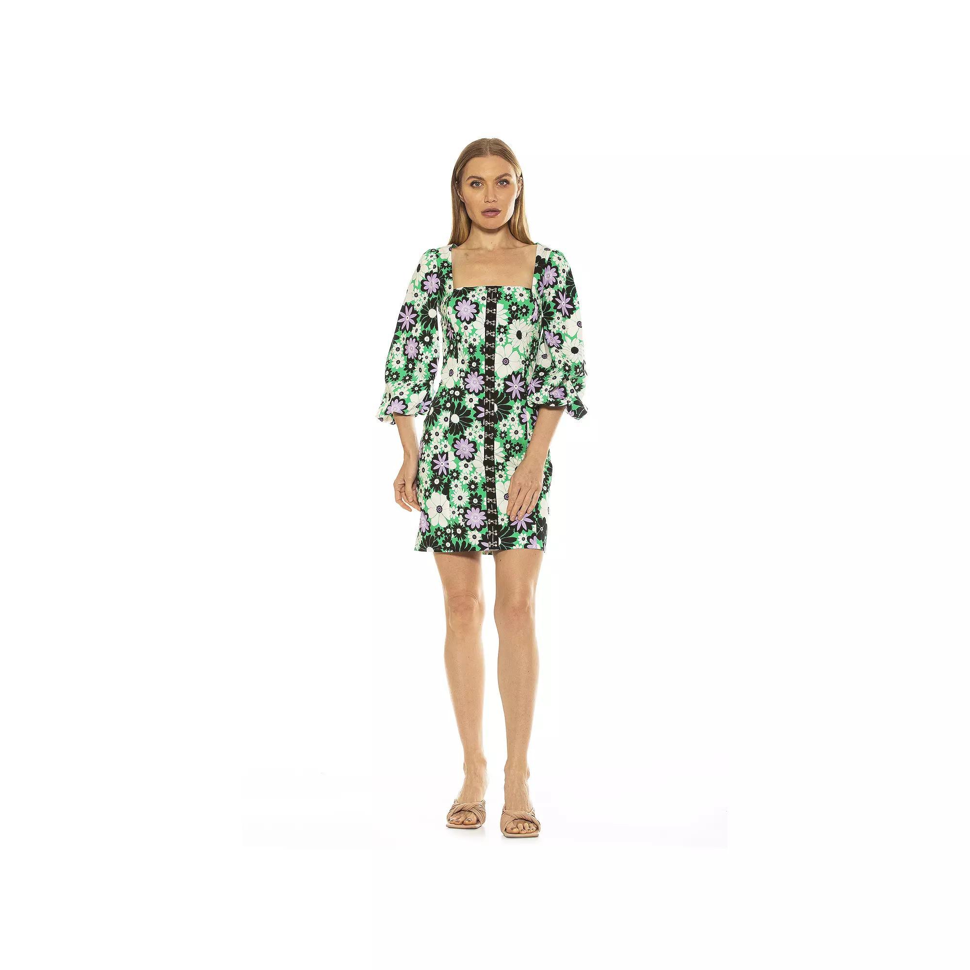Women's ALEXIA ADMOR Sammie Squareneck Sheath Dress, Size: 10, 60s Floral Product Image