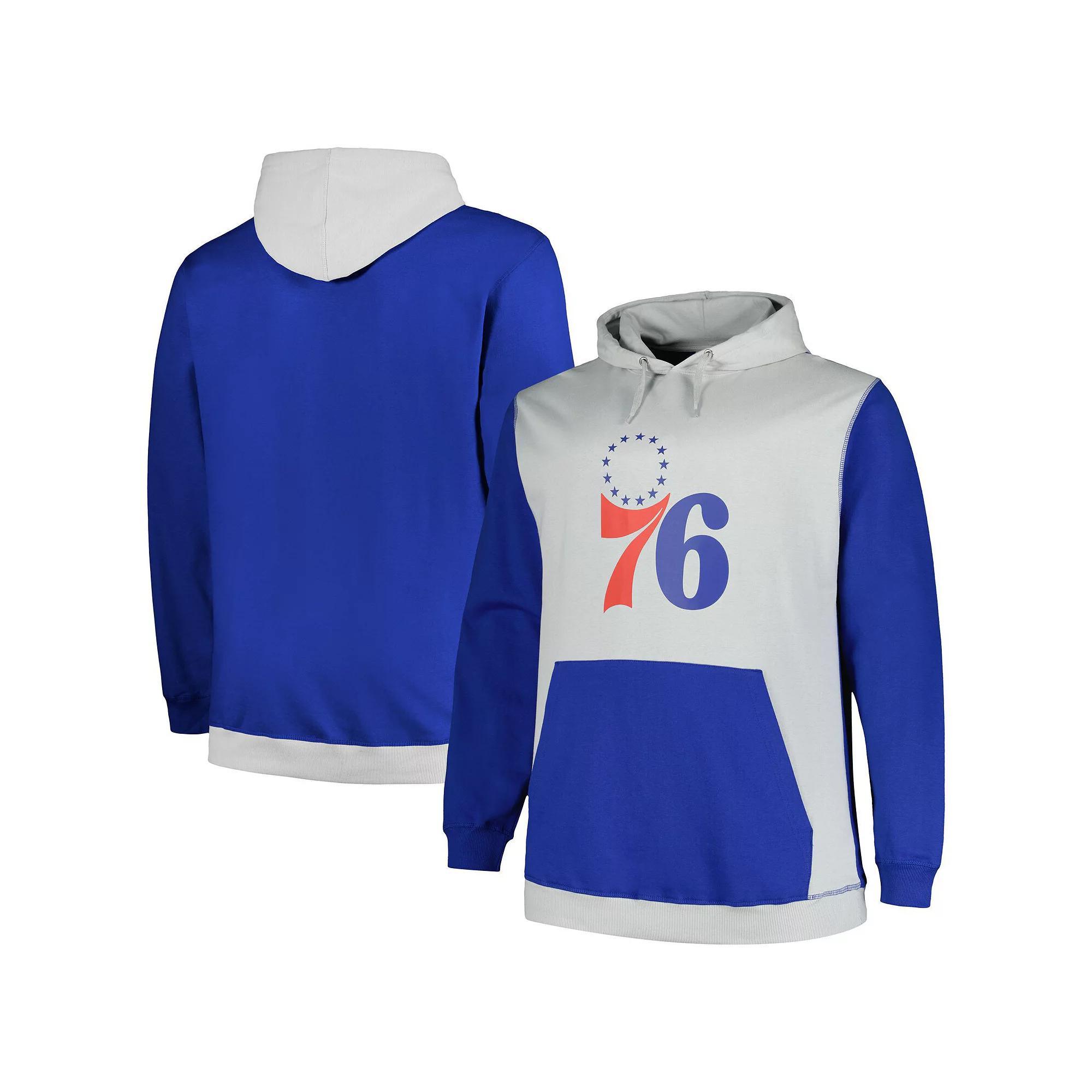 Men's Fanatics Branded  Royal/Silver Philadelphia 76ers Big & Tall Primary Arctic Pullover Hoodie, Size: 2XLT, 76r Blue Product Image