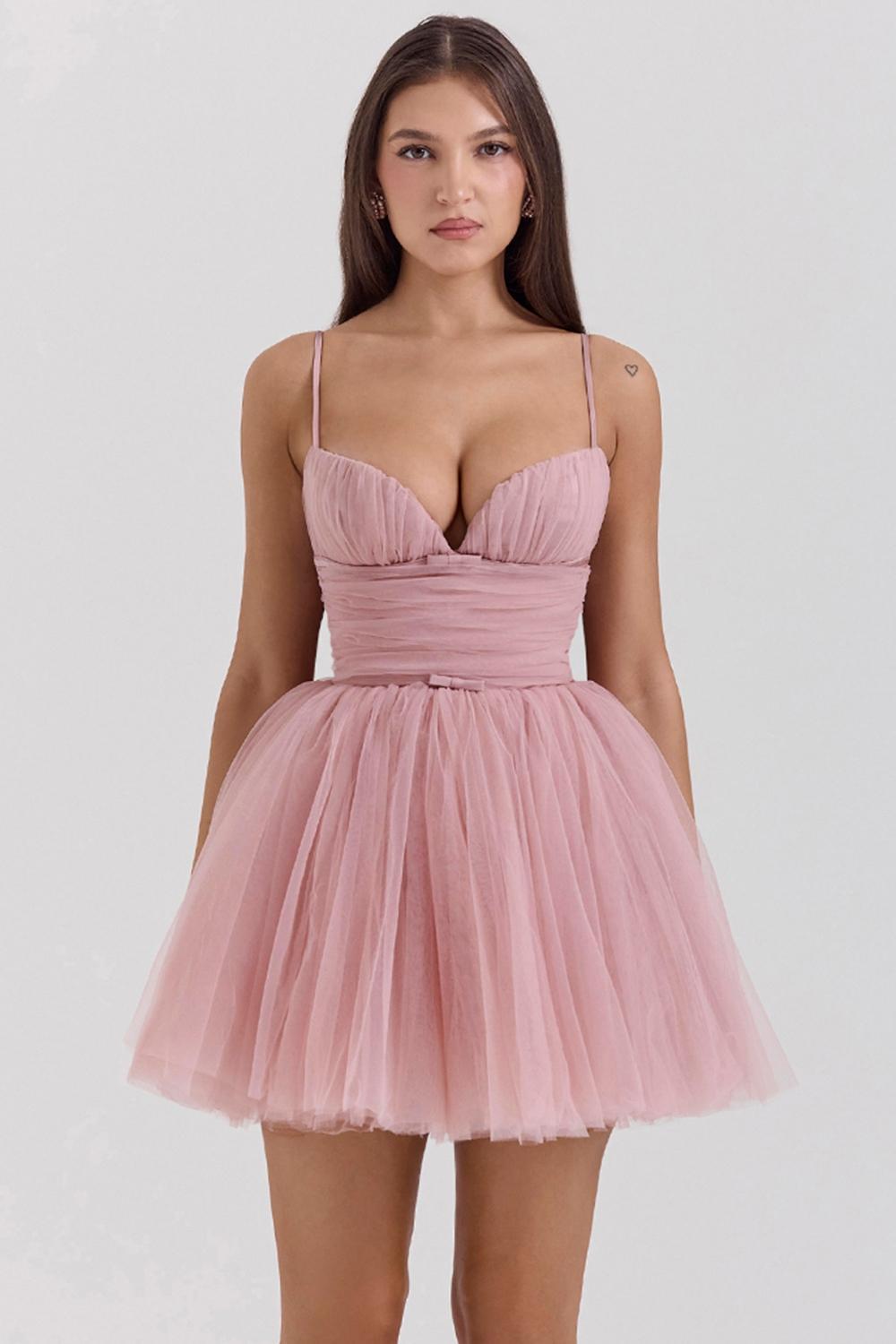 Princess French Rose Tulle Mini Dress Product Image
