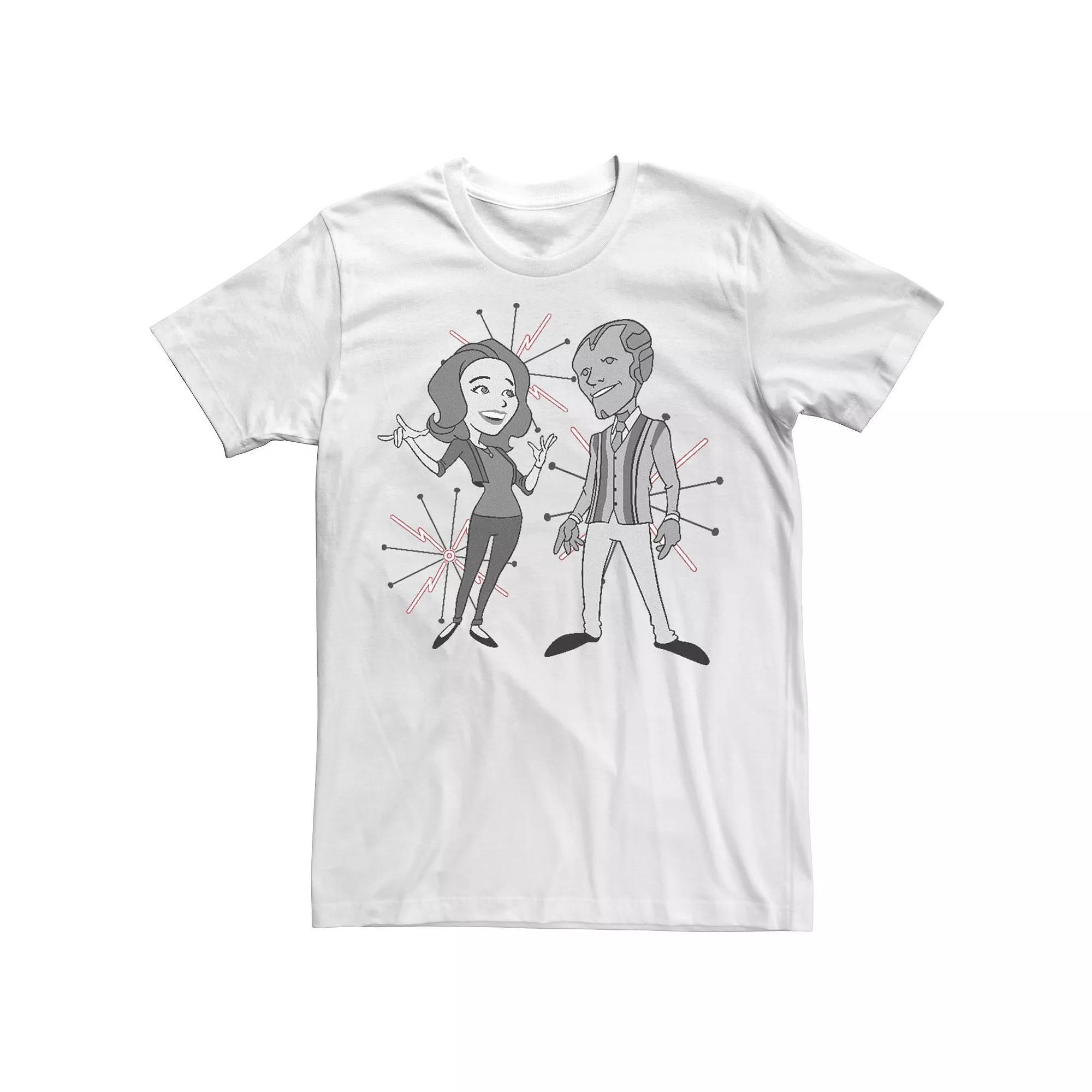 Men's Marvel WandaVision Retro Characters Design Tee, Size: XS, White Product Image
