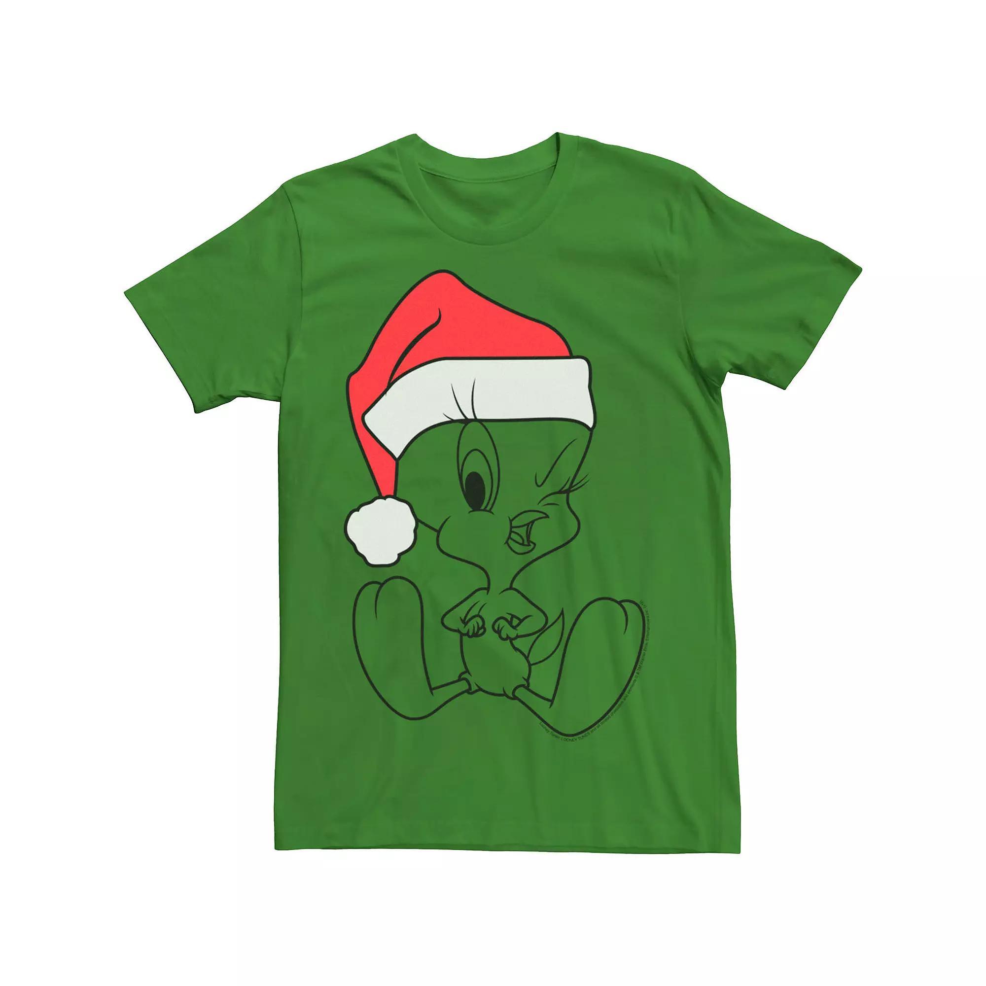 Men's Looney Tunes Christmas Tweety Outline Tee, Size: Small, Kelly Product Image