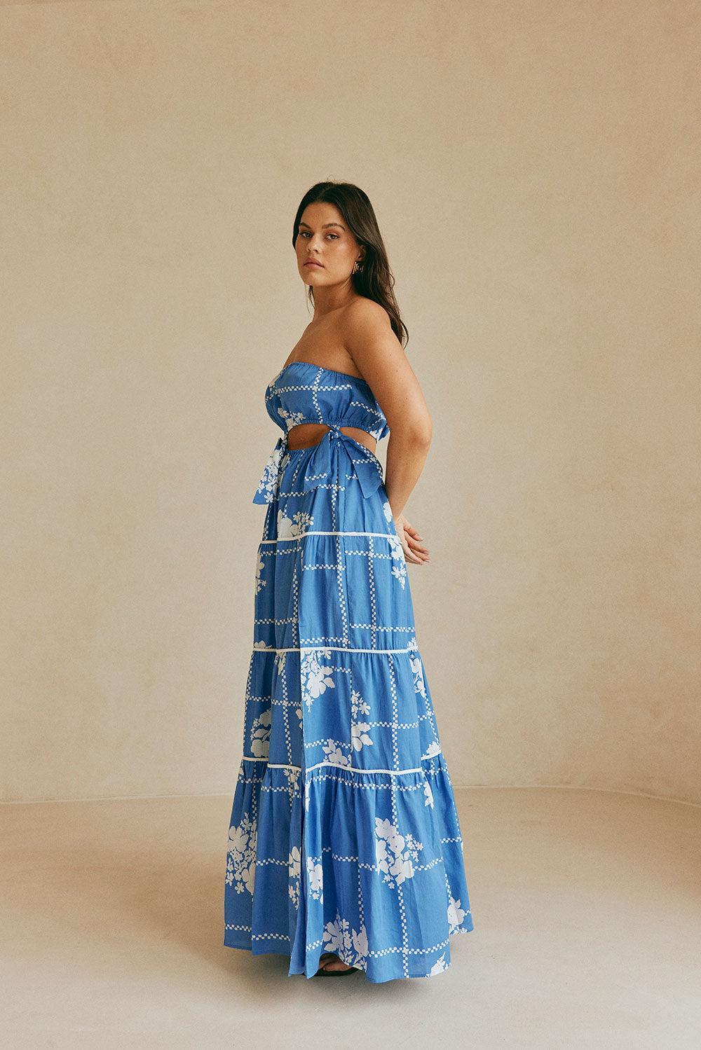 Lili Maxi Dress - Check Flowers Product Image