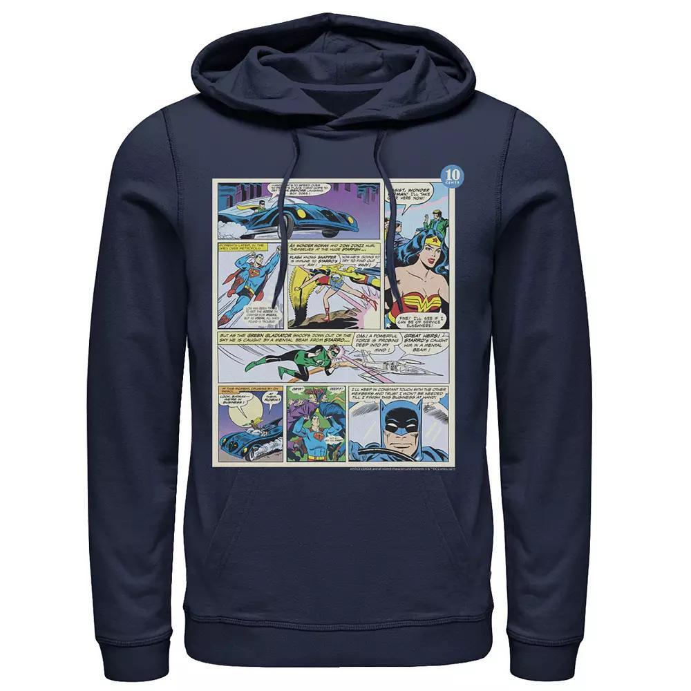 Men's Justice League Comic Panels Hoodie, Size: XXL, Blue Product Image