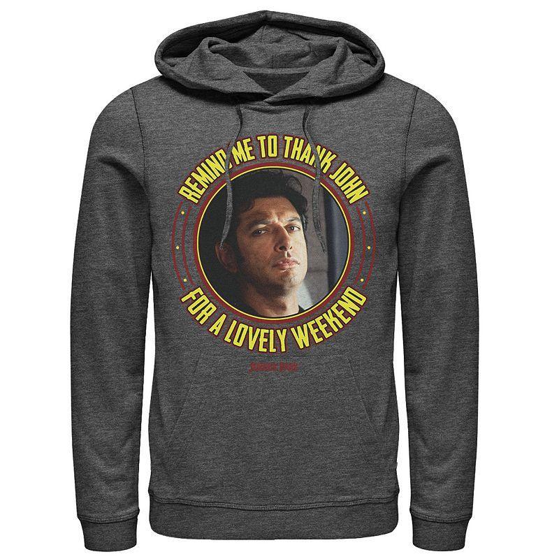 Mens Jurassic Park Remind Me To Thank John Hoodie Athletic Grey Product Image