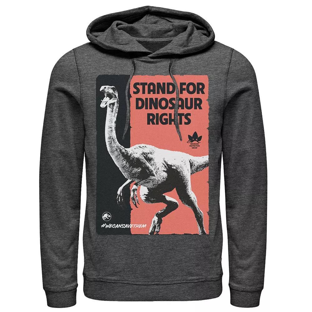 Men's Jurassic World Stand For Dinosaurs Poster Hoodie, Size: Small, Grey Heather Product Image