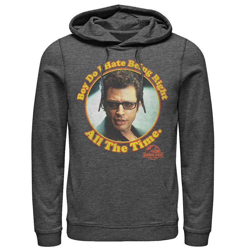 Men's Jurassic Park Hate Being Right All The Time Hoodie, Size: Small, Grey Heather Product Image