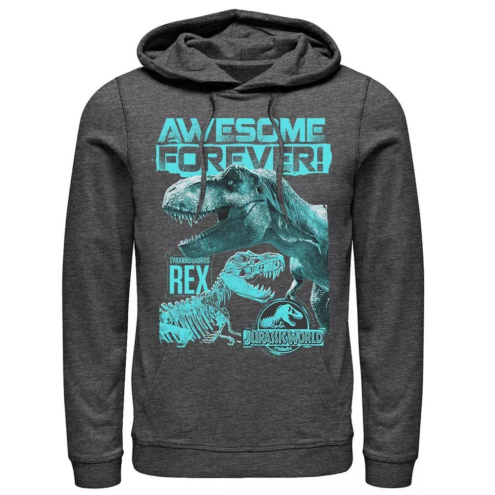 Men's Jurassic World Two T-Rex Awesome Forever Hoodie, Size: Large, Grey Heather Product Image