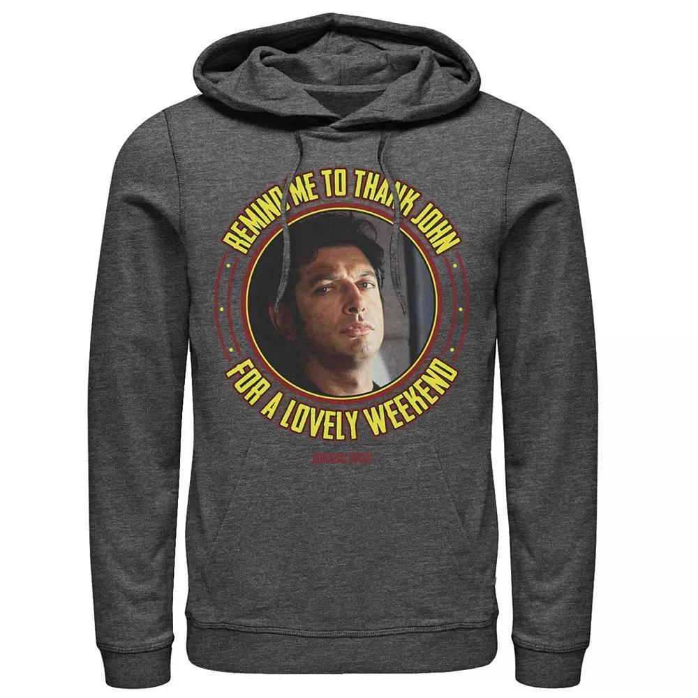 Mens Jurassic Park Remind Me To Thank John Hoodie Athletic Grey Product Image