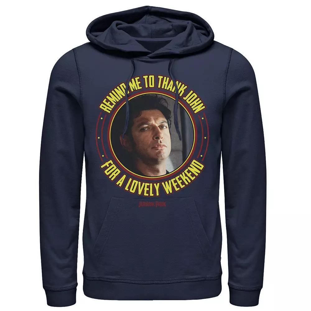 Men's Jurassic Park Remind Me To Thank John Hoodie, Size: XXL, Blue Product Image