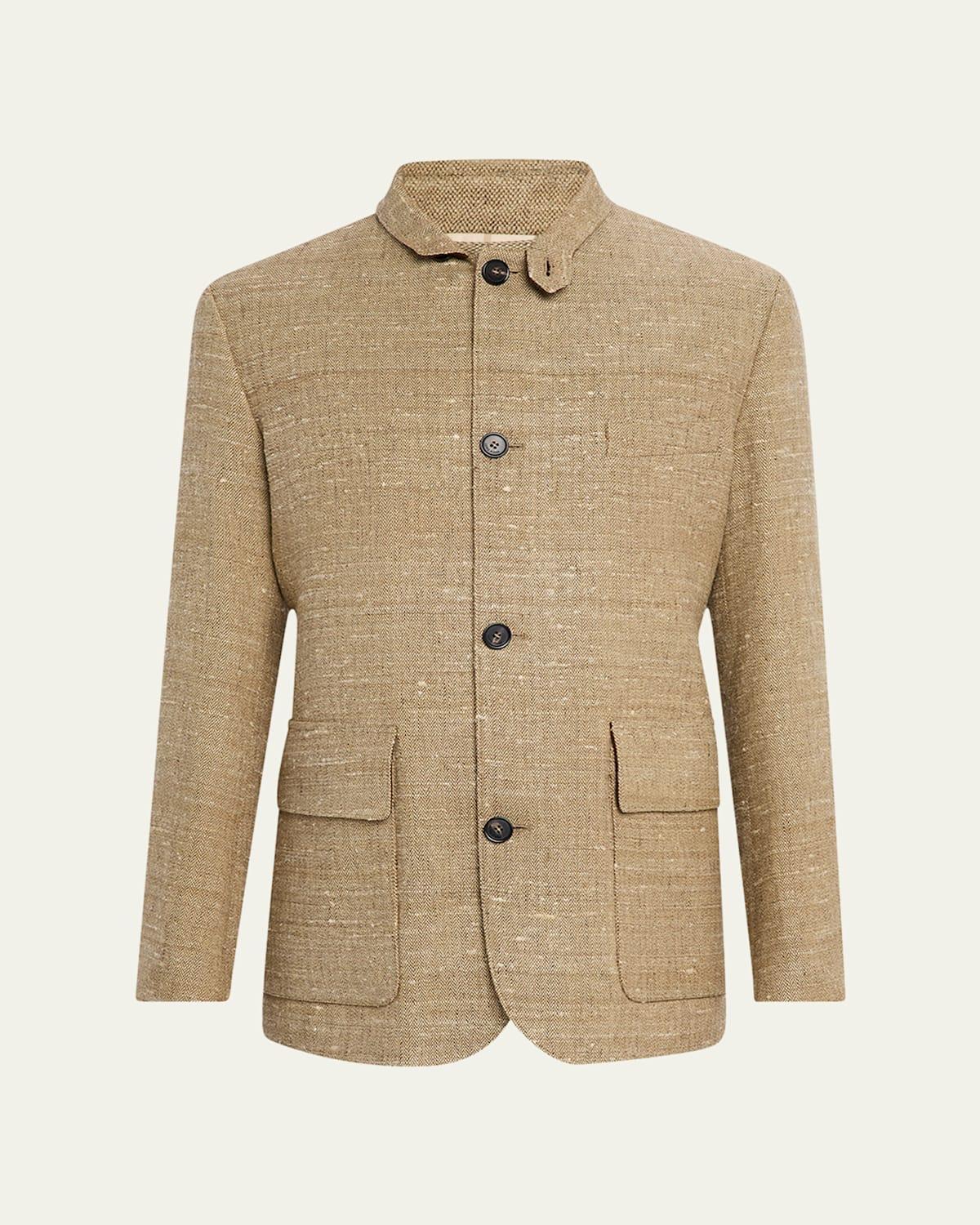 Mens Linen and Silk Roadster Single-Breasted Jacket Product Image