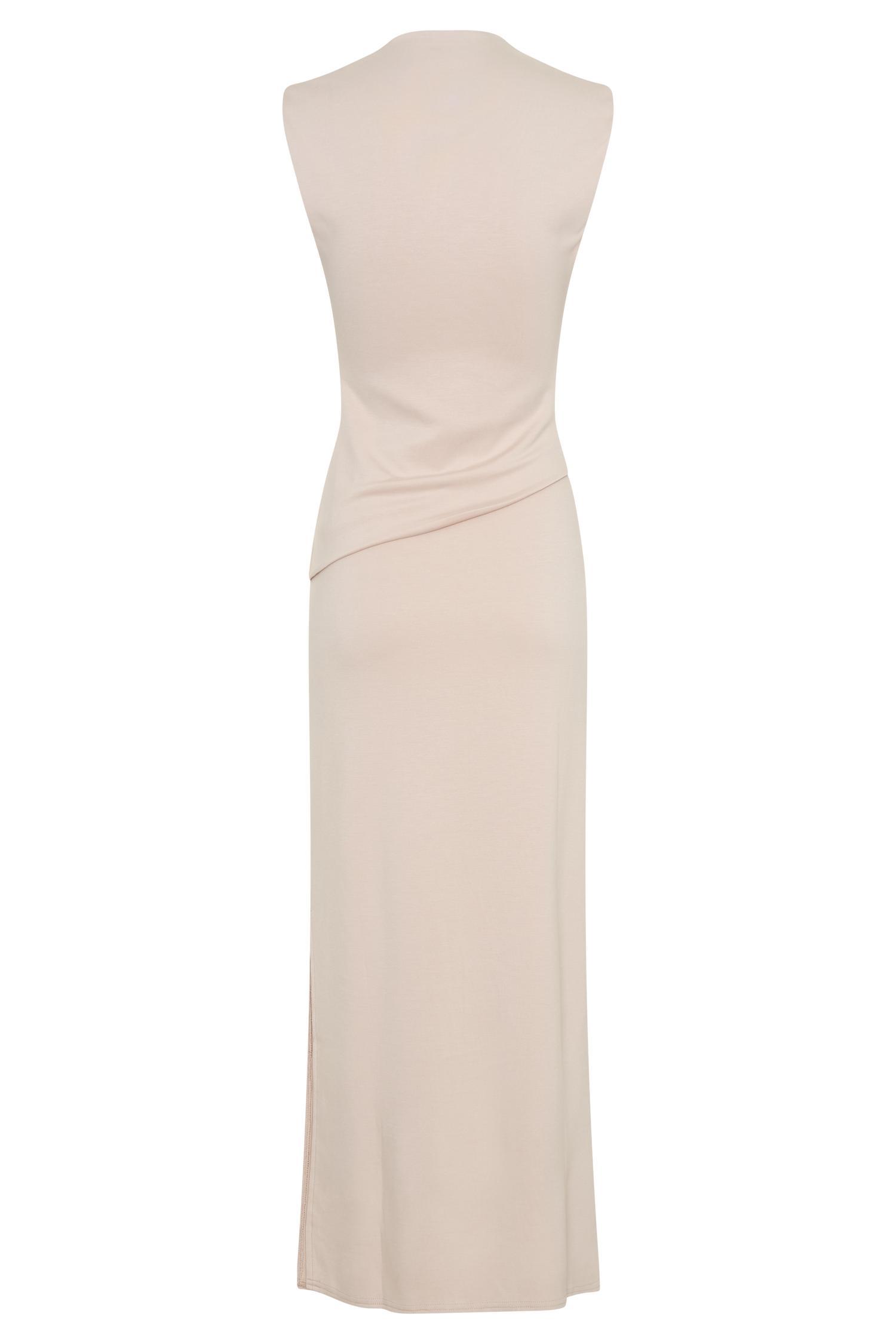 Lorelei Crepe Twist Midi Dress - Taupe Product Image