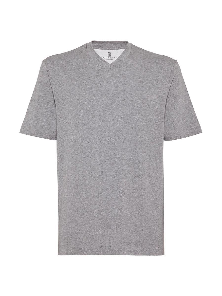 John Varvatos Slim Fit Linen V Neck Tee Product Image