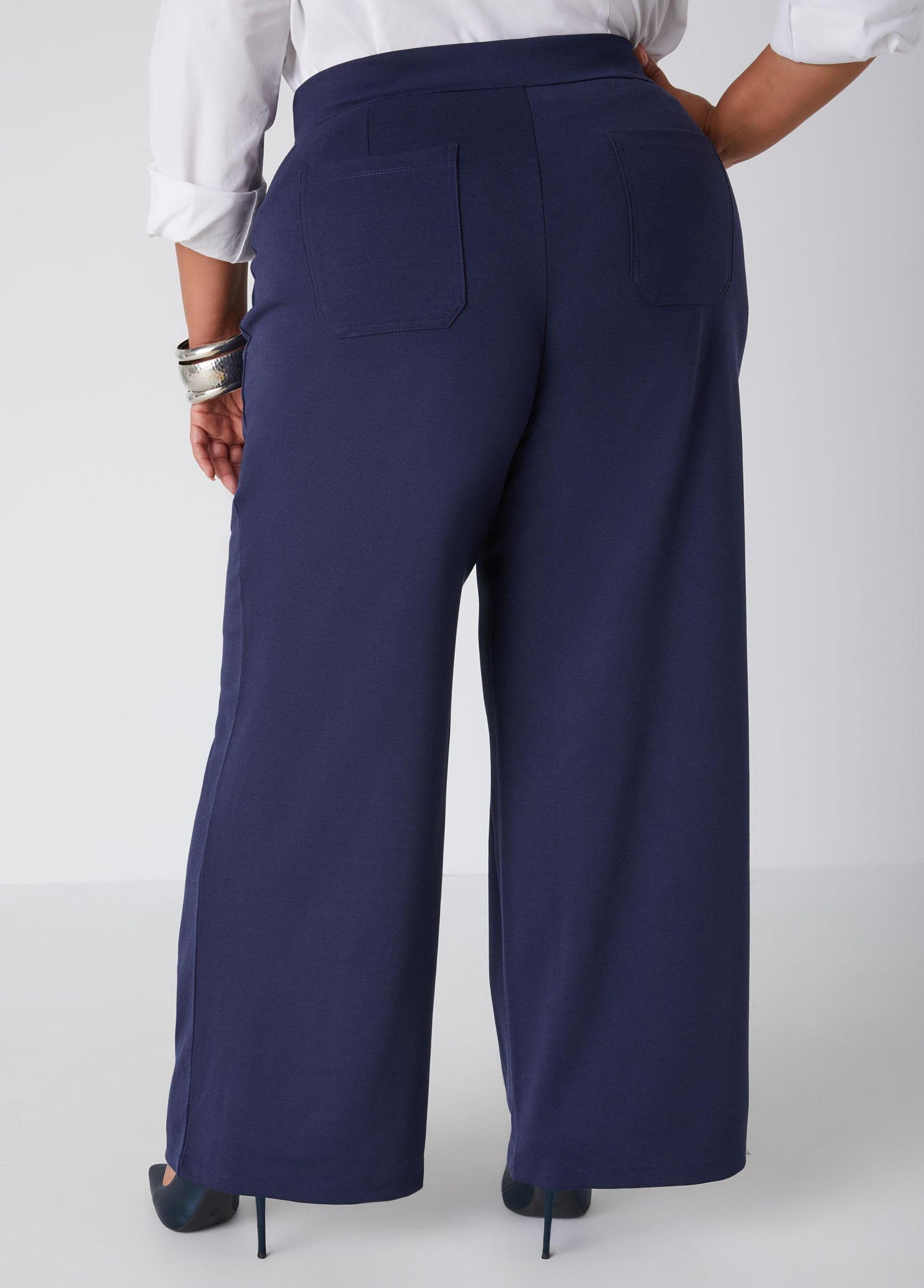 Plus Size High Rise Ponte Wide Leg Pants Ashley Stewart Product Image