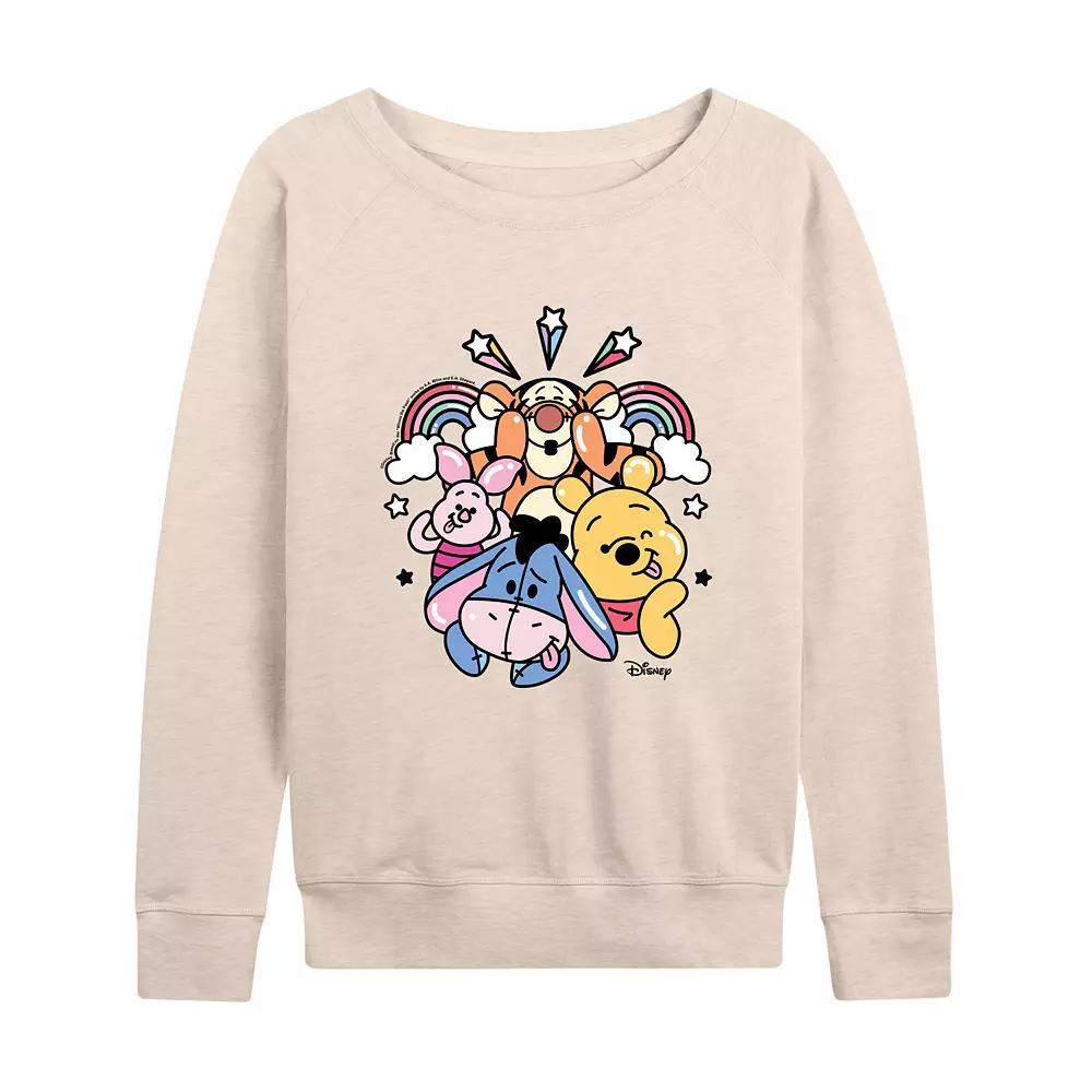 Disney's Winnie the Pooh Women's Group Rainbow French Terry Long Sleeve Tee, Girl's, Size: Large, Beige Khaki Product Image