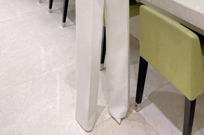 Strapless Plain Feather Accent Wide Leg Jumpsuit Product Image